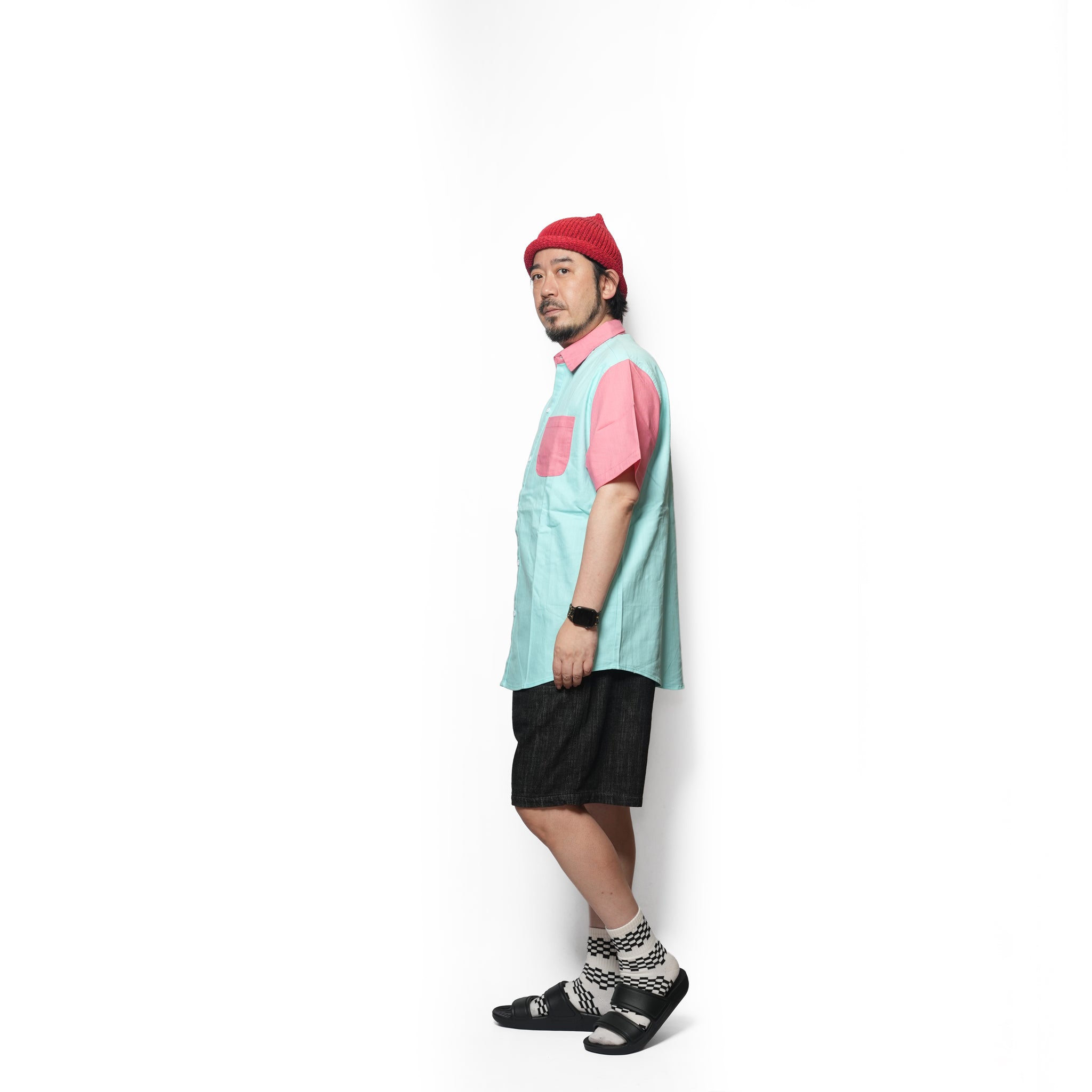 Tillson Button Up –  Salmon-Teal Navy-Teal | ANTLER & WOODS【ネコポス選択可能】
