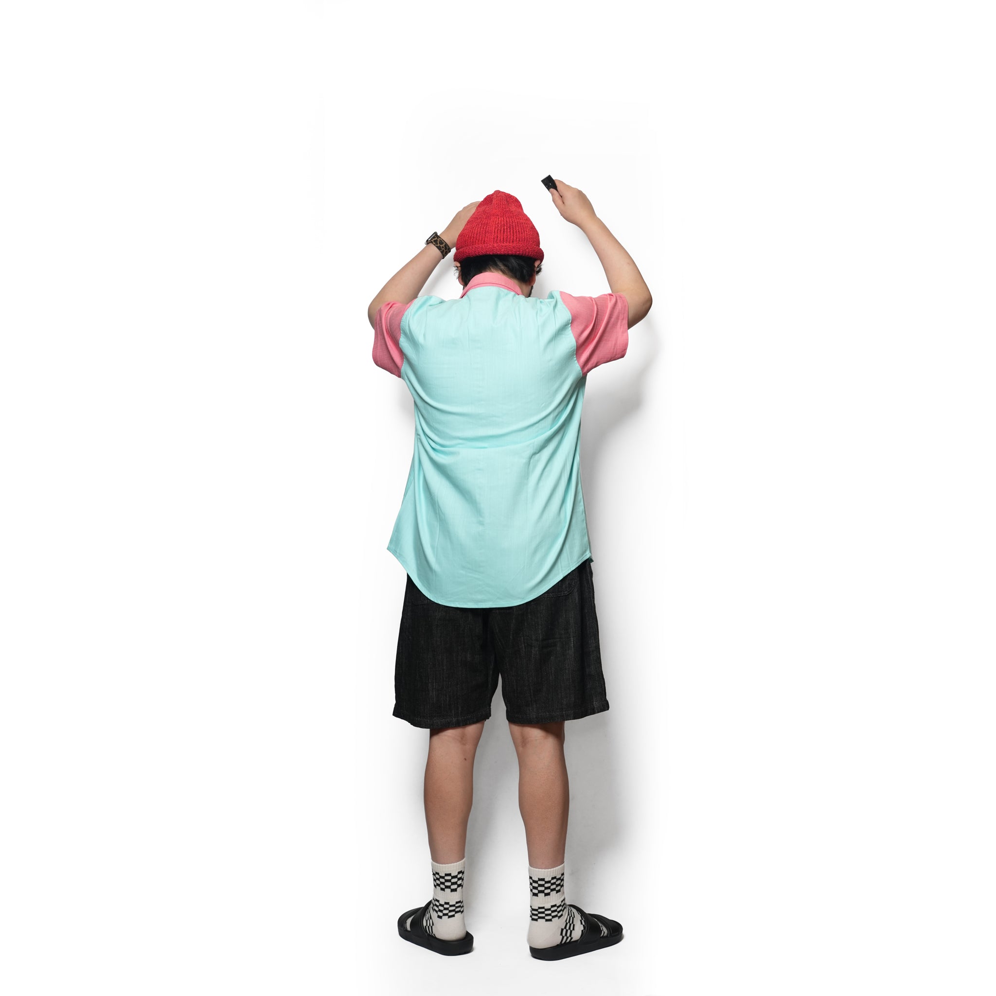 Tillson Button Up –  Salmon-Teal Navy-Teal | ANTLER & WOODS【ネコポス選択可能】