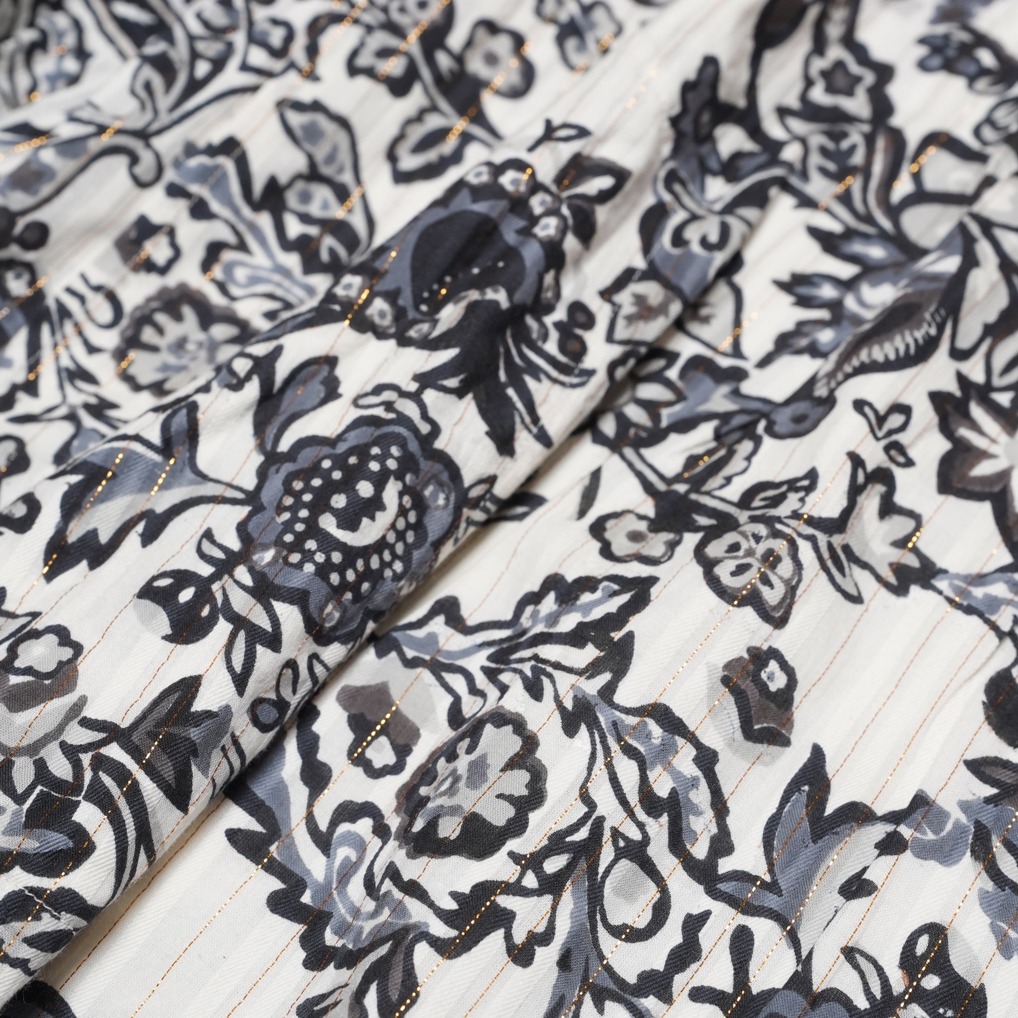 Paisley Flower Print Dress – Black | SARAMALLIKA