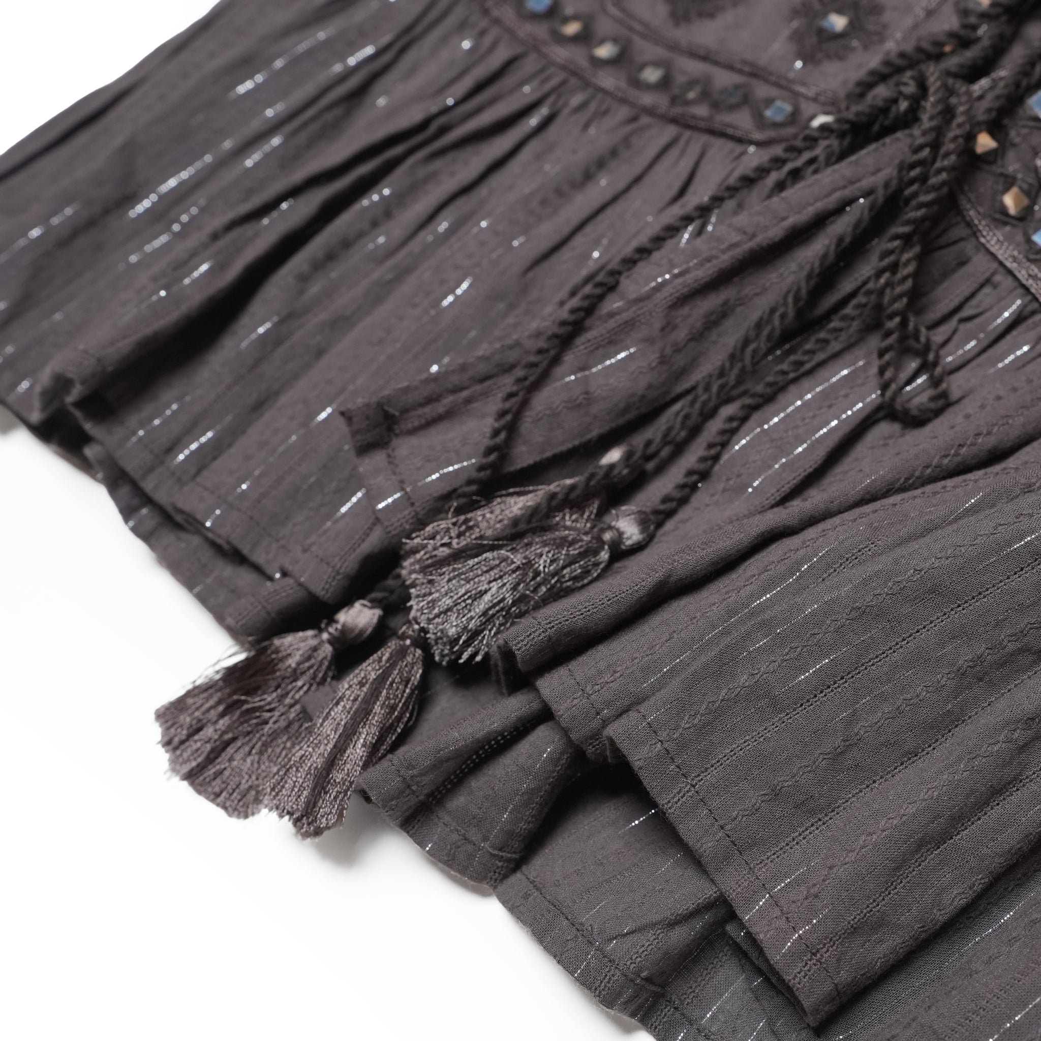 Cotton Jacquard Mirror Embroidery Top | Color_Charcoal | No_020261ST2 _Charcoal【SARA MALLIKA_サラマリカ】