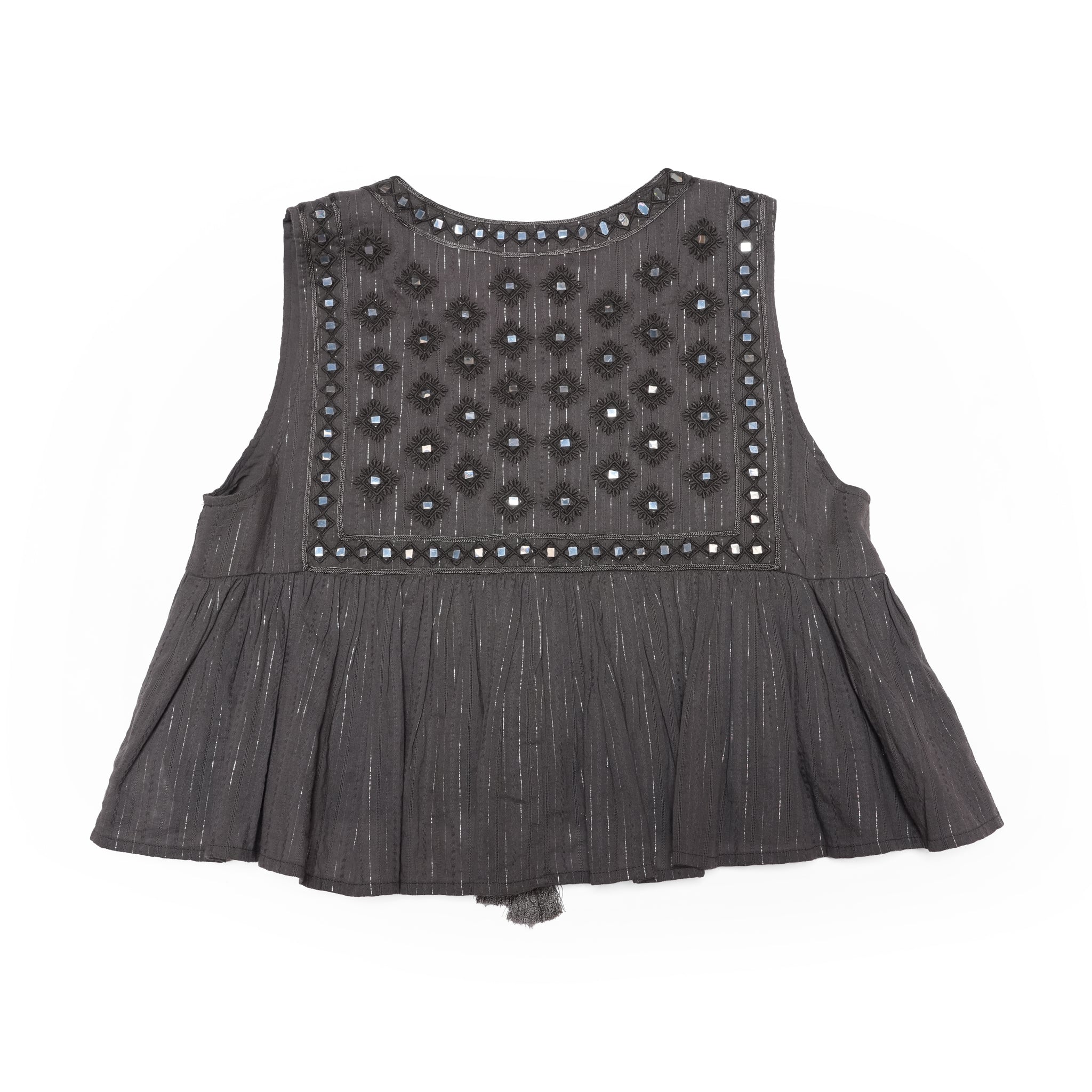 Cotton Jacquard Mirror Embroidery Top | Color_Charcoal | No_020261ST2 _Charcoal【SARA MALLIKA_サラマリカ】