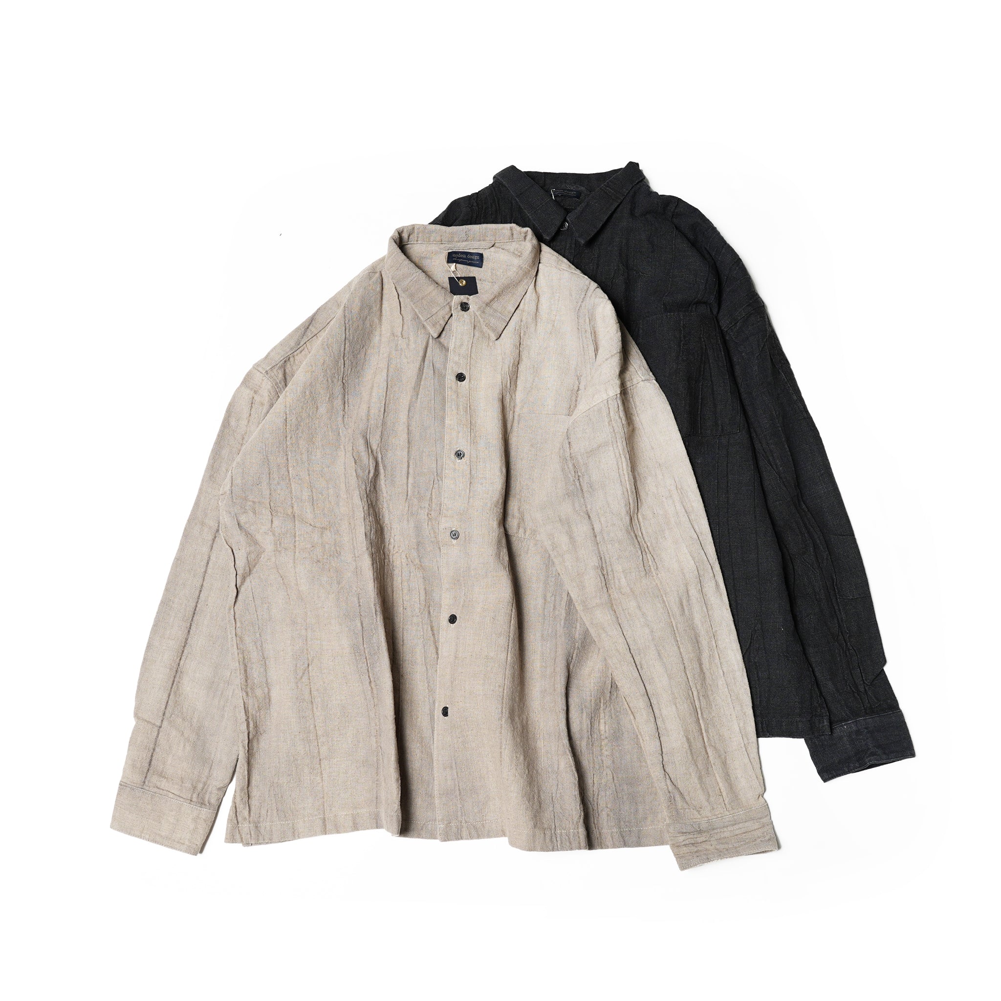 No:M-2310259 | Name:Linen mix cuban shirt | Color:Sand/Black【MODEM DESIGN_モデムデザイン】
