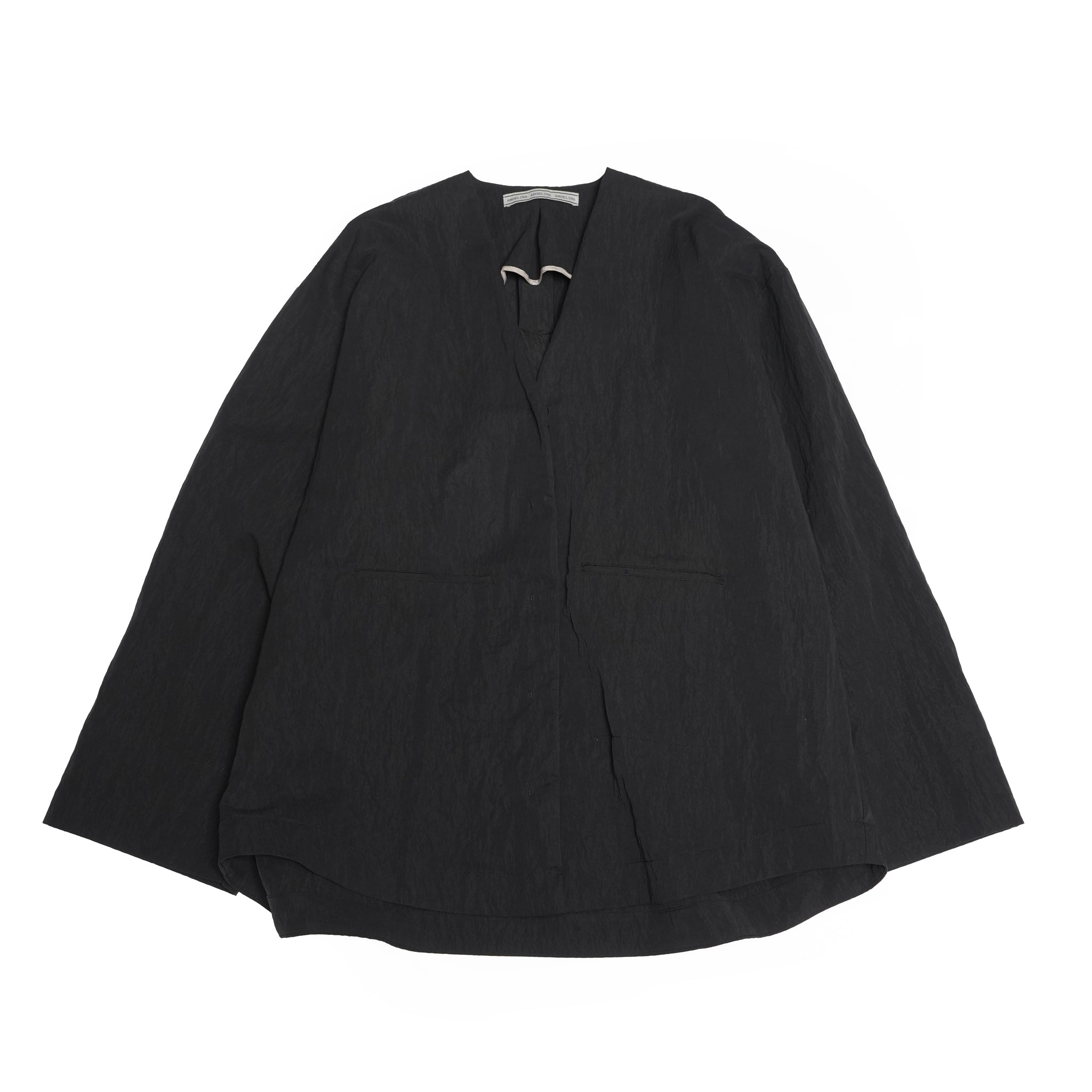ノーカラーシャツブルゾン | Color_Black | No_26153-6559D_Black【ANGELINA_アンジェリーナ】