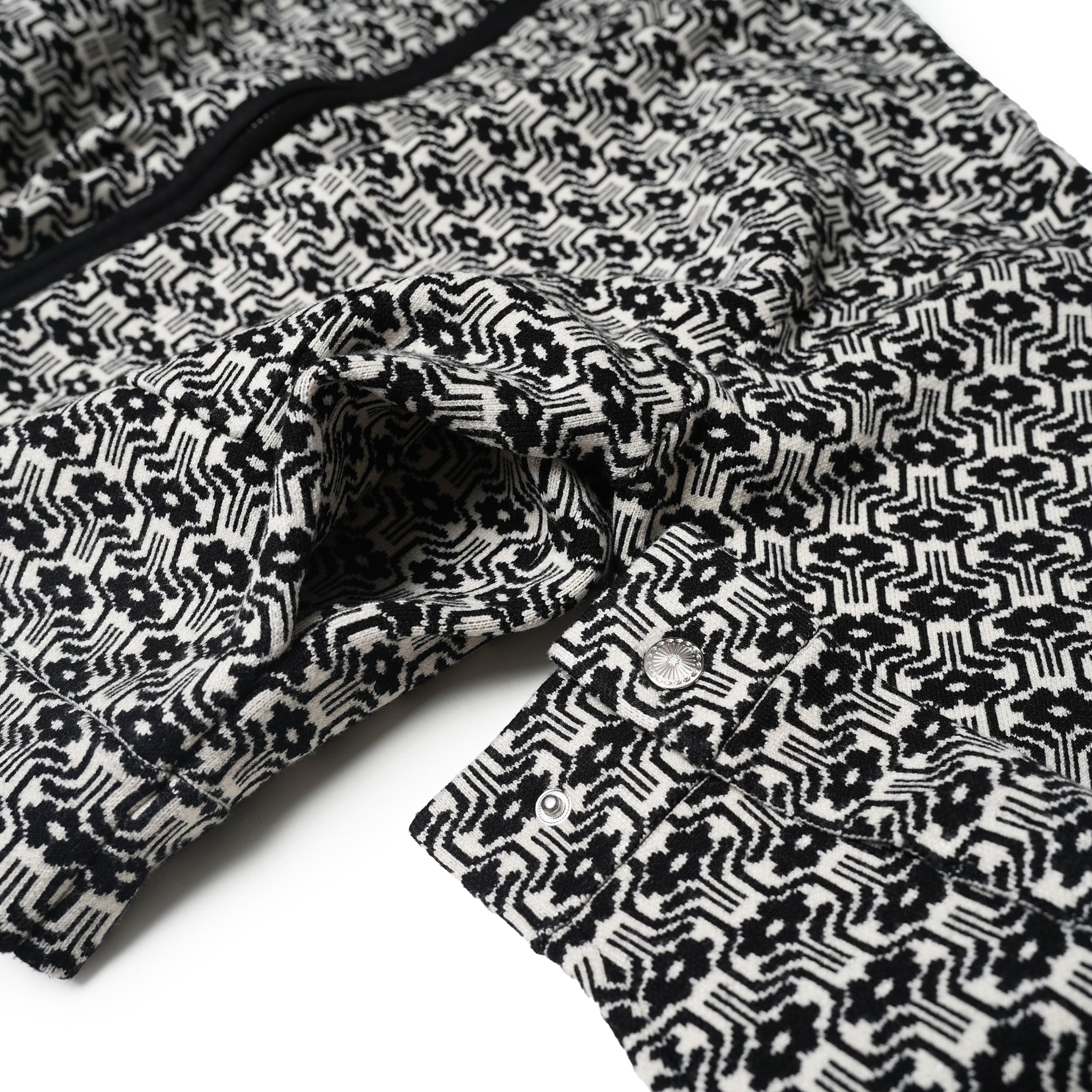 Name:Jacquard Knit Drivers Jacket | Color:Geometry | Size:Short【AMBERGLEAM_アンバーグリーム】| No:1145131114