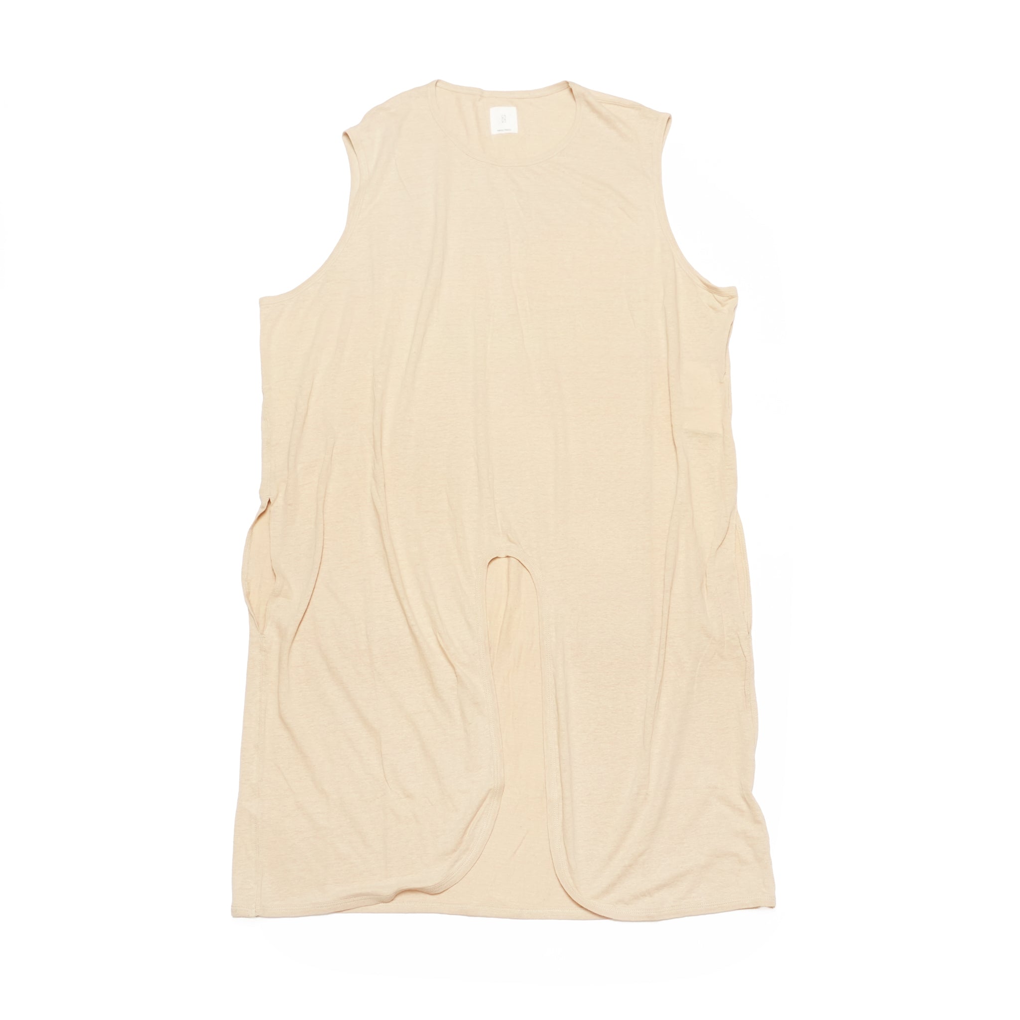 Linen Jersey Inner Layered Front Slit Tank Top <#ivory> | 〼〼 MASU MASU