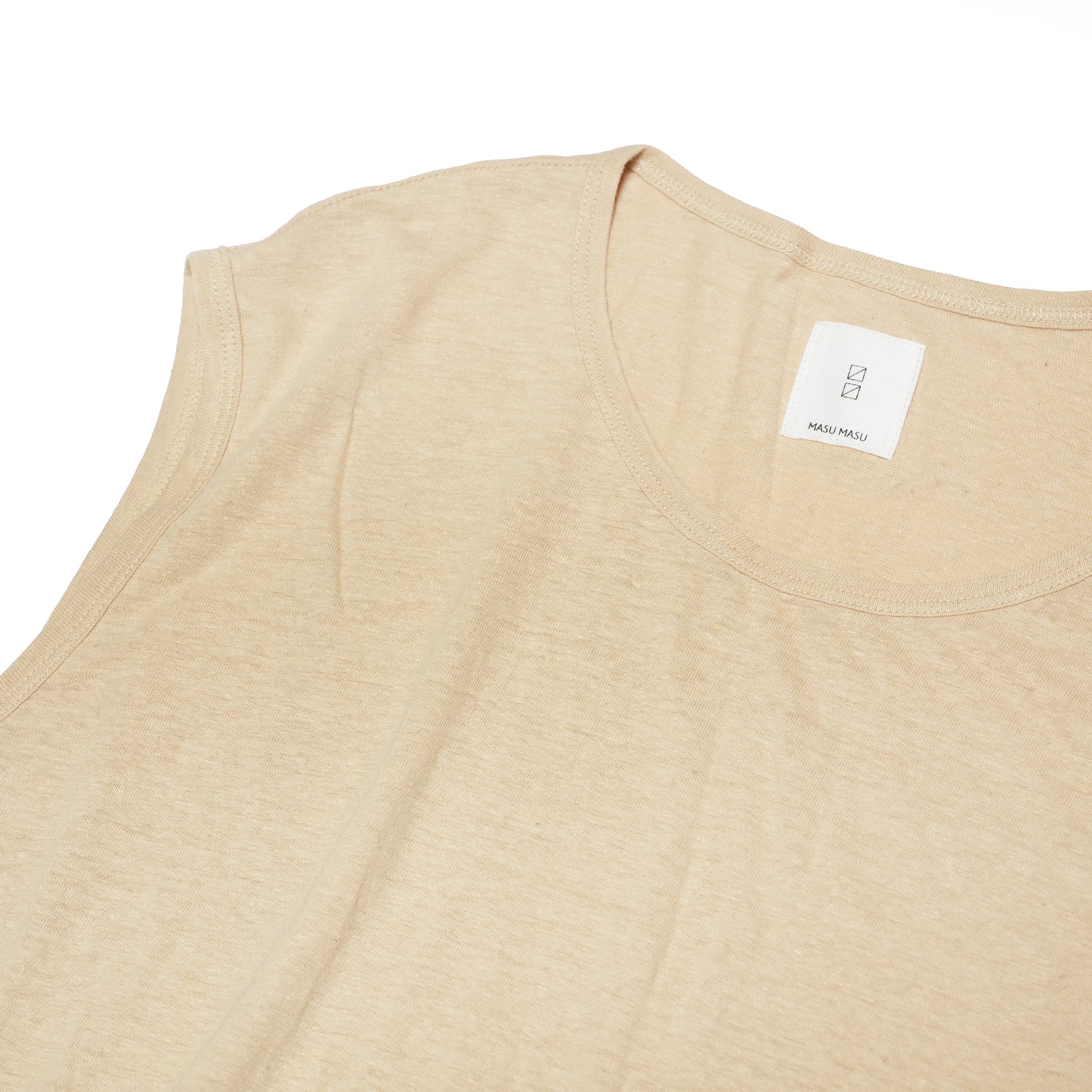 Linen Jersey Inner Layered Front Slit Tank Top <#ivory> | 〼〼 MASU MASU