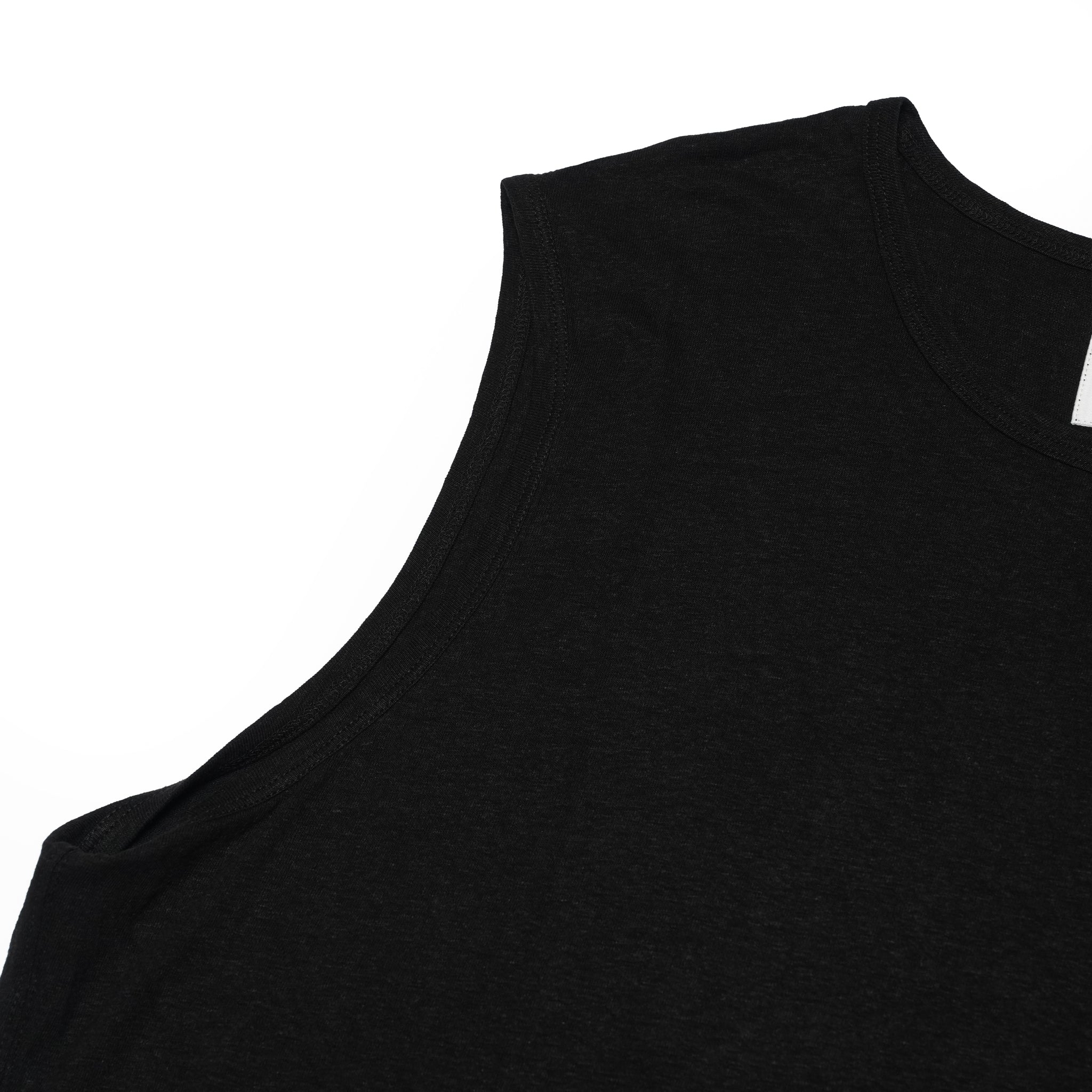 Linen Jersey Inner Layered Front Slit Tank Top <#black> | 〼〼 MASU MASU