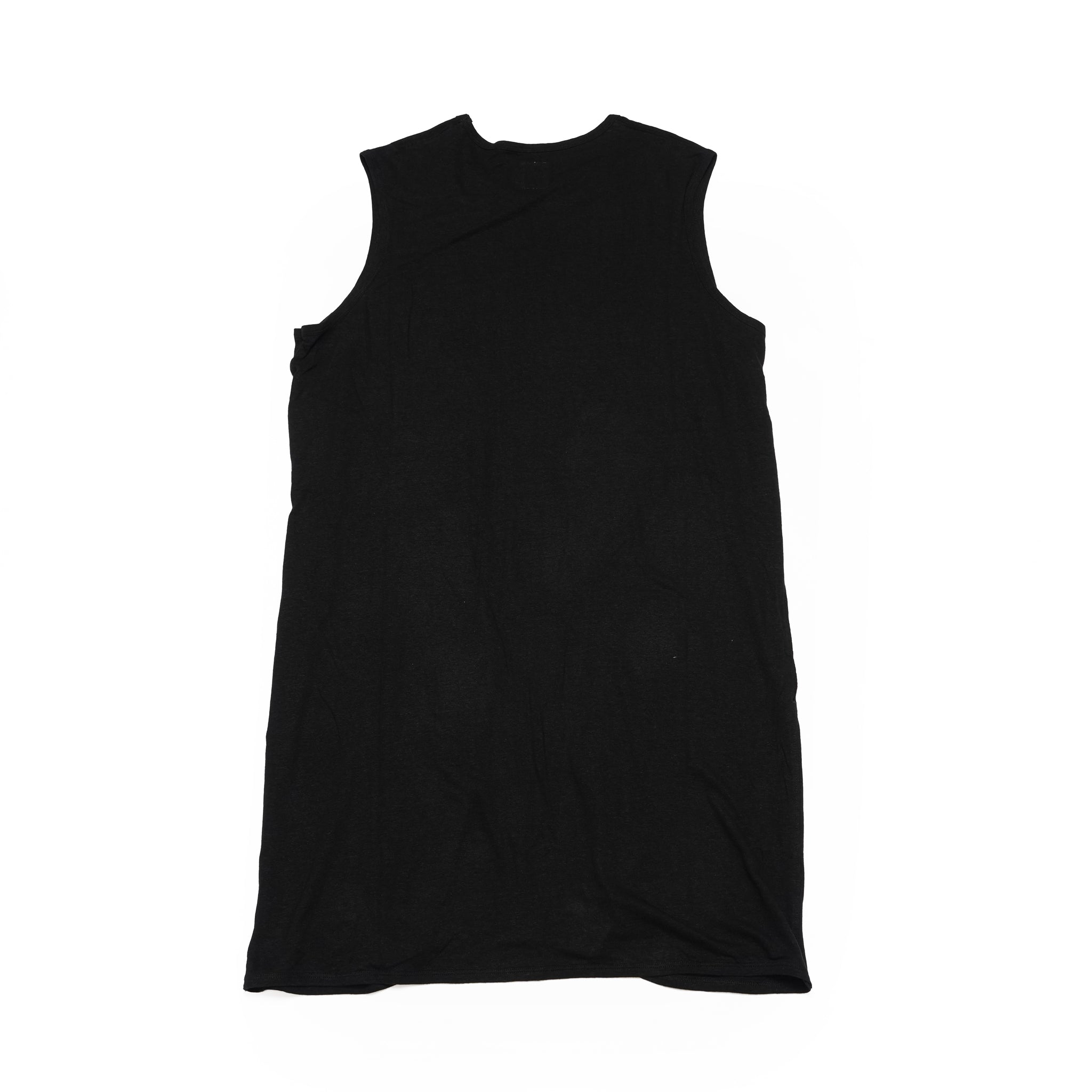 Linen Jersey Inner Layered Front Slit Tank Top <#black> | 〼〼 MASU MASU