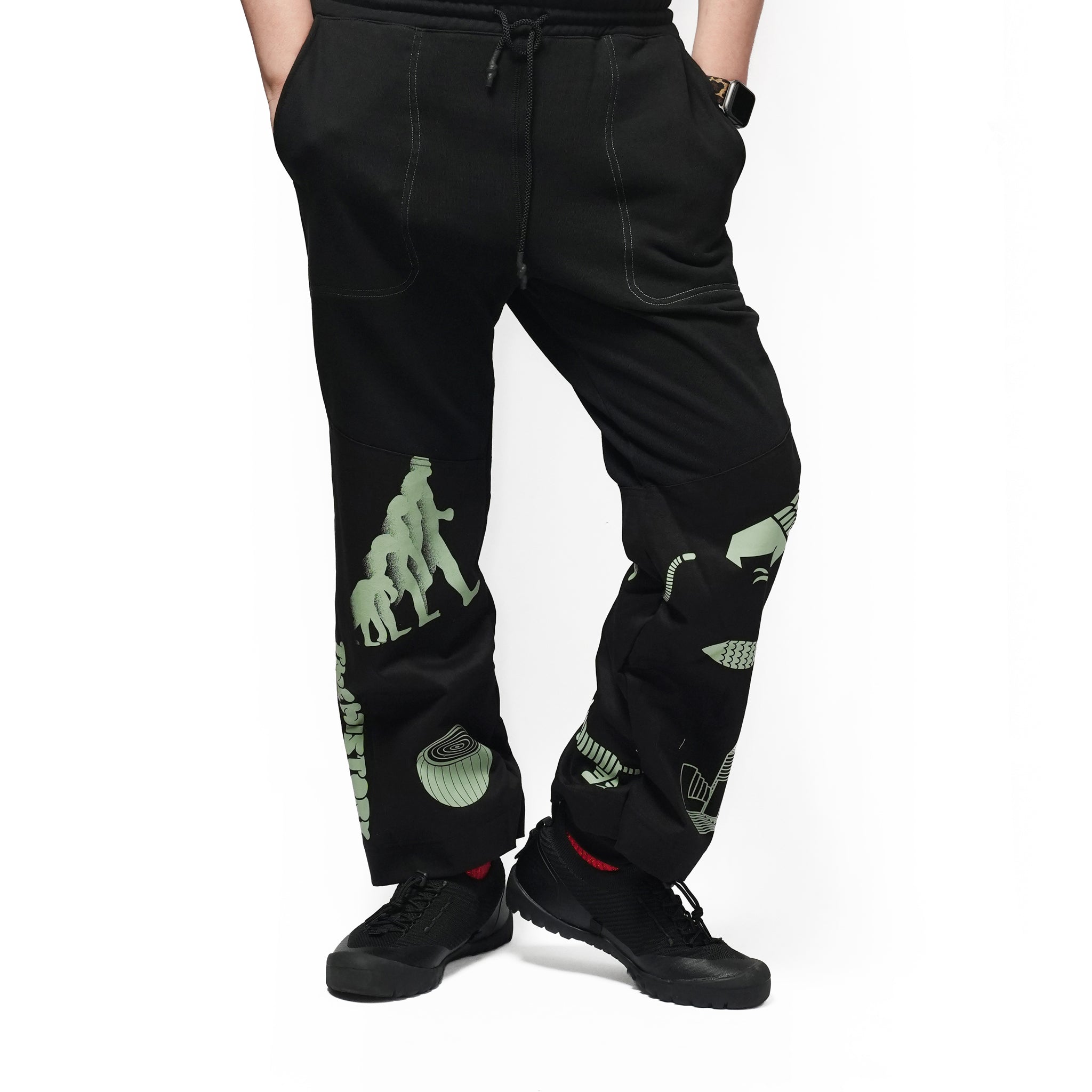Print Sweat Pants – Black | FU-AH
