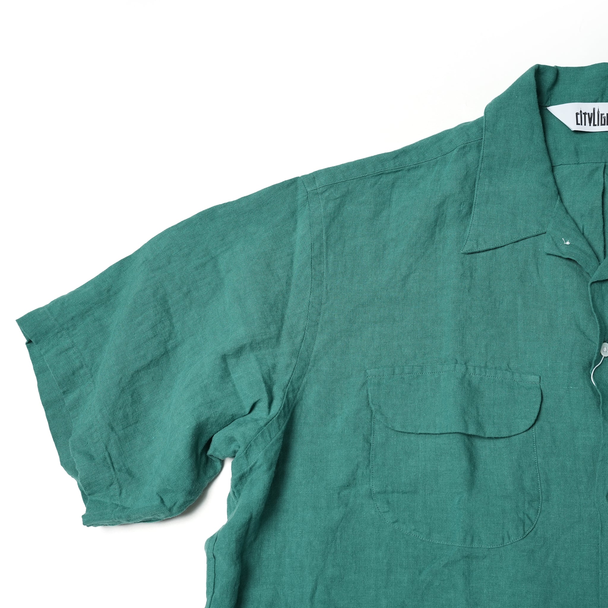 Name: FLAT COLLAR SS SHIRT *GREEN LINEN 【CITYLIGHTS PRODUCTS_シティライツプロダクツ】