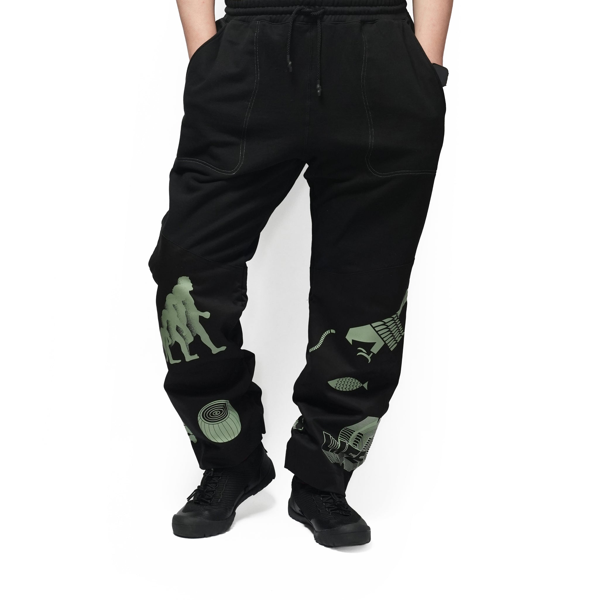 Print Sweat Pants – Black | FU-AH