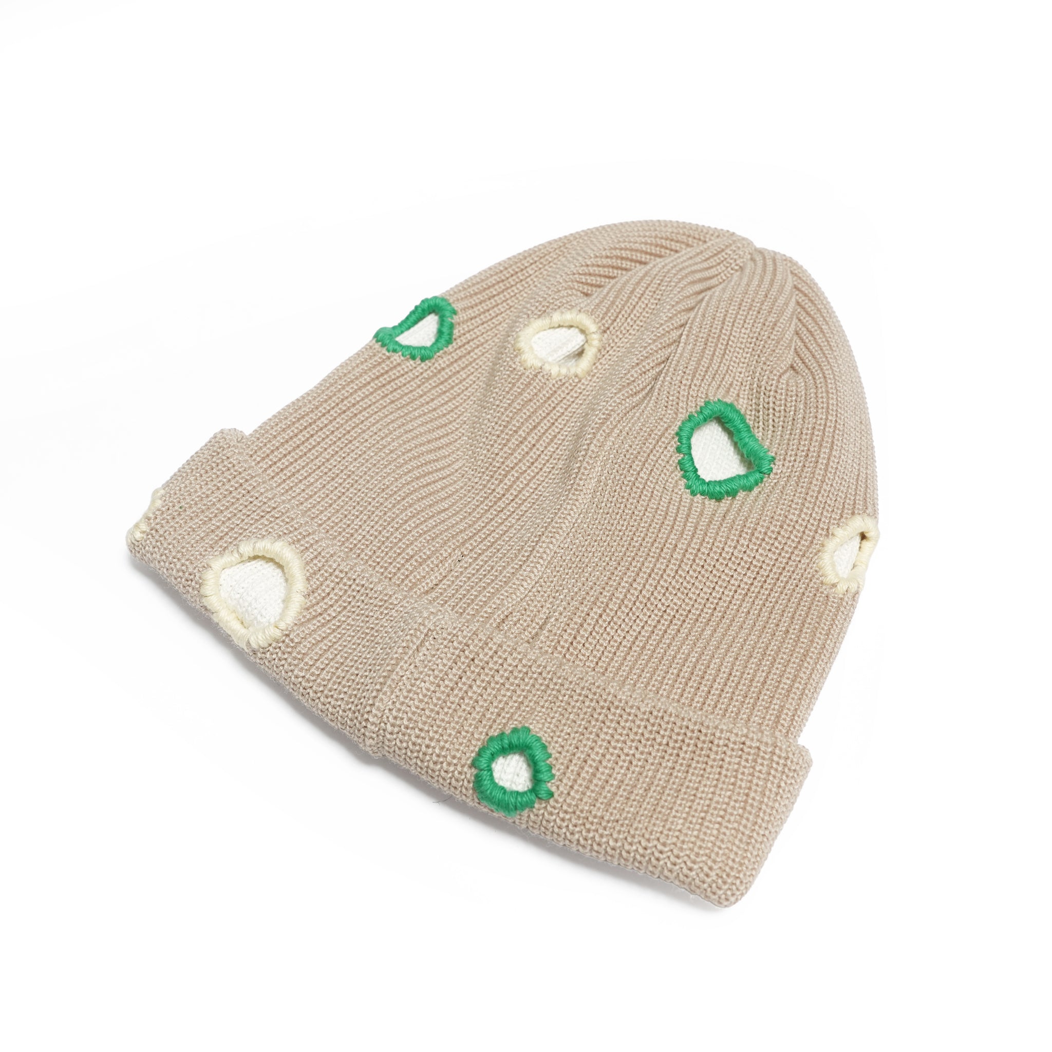 Color Hole Knit Cap | Color_Beige | No_IA-26-138_Beige【INDIETRO ASSOCIATION_インディエトロアソシエーション】
