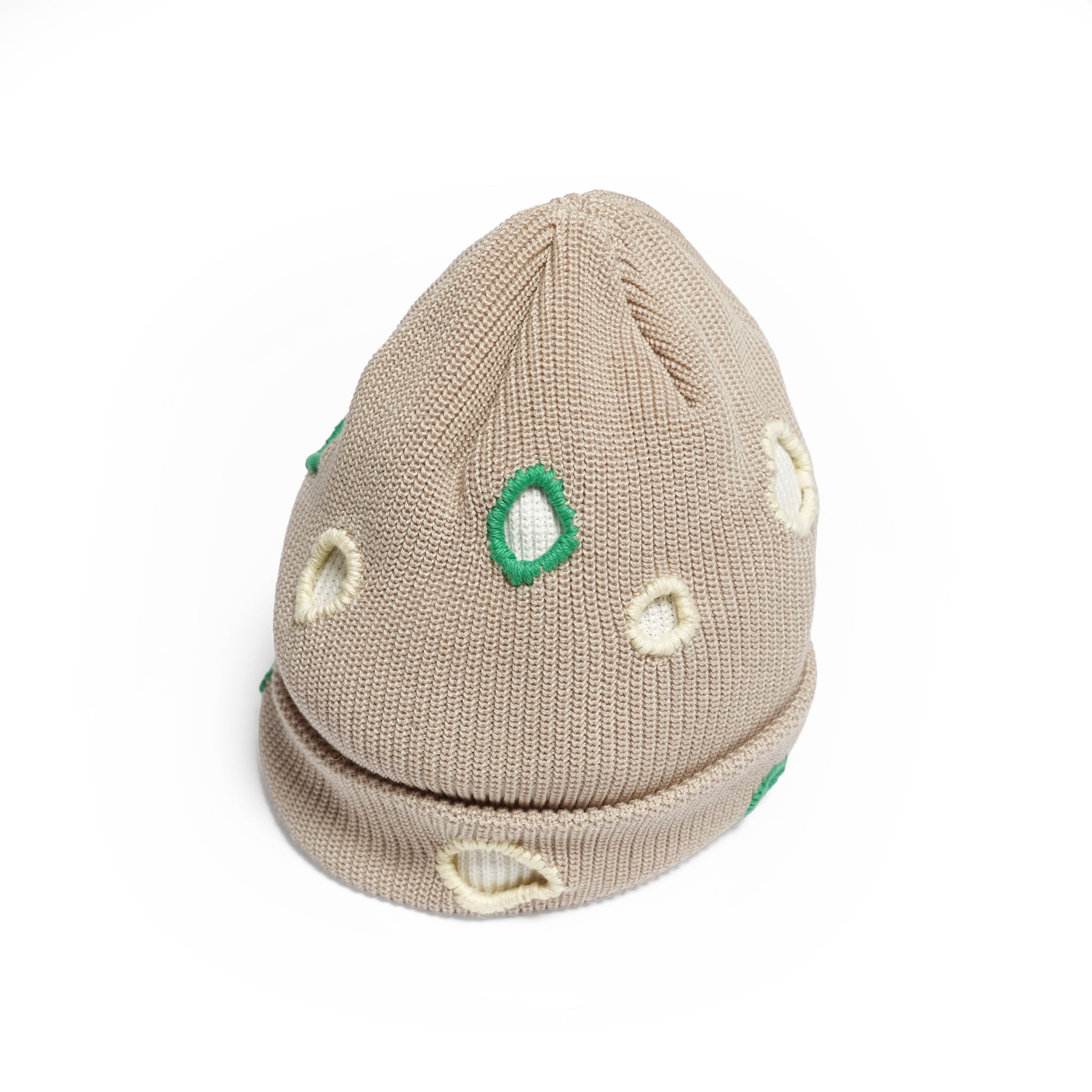 Color Hole Knit Cap | Color_Beige | No_IA-26-138_Beige【INDIETRO ASSOCIATION_インディエトロアソシエーション】