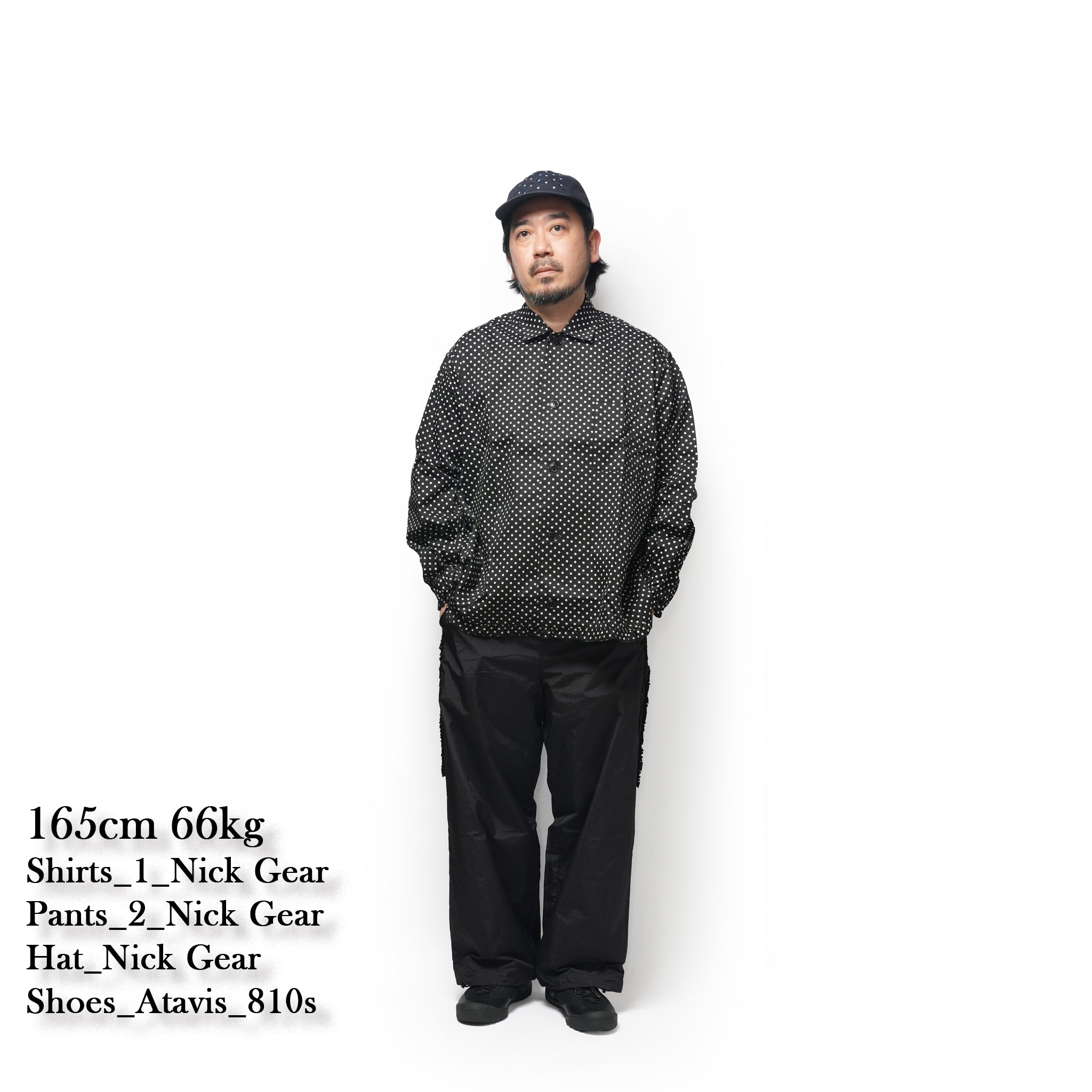 Dot Gather shirt – Black | NICK GEAR | 入荷予定アイテム