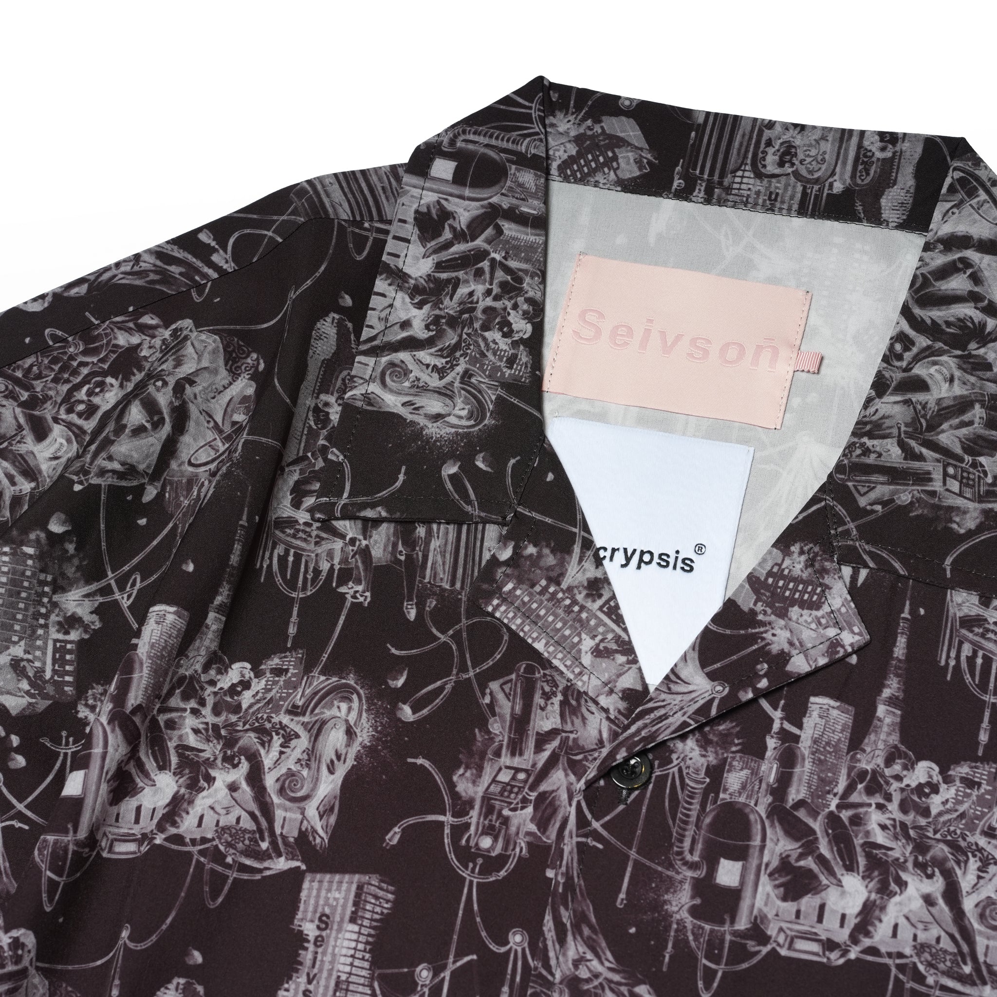 Seivson x (A)crypsis METAL GEM HAWAIIAN SHIRT - BLACK