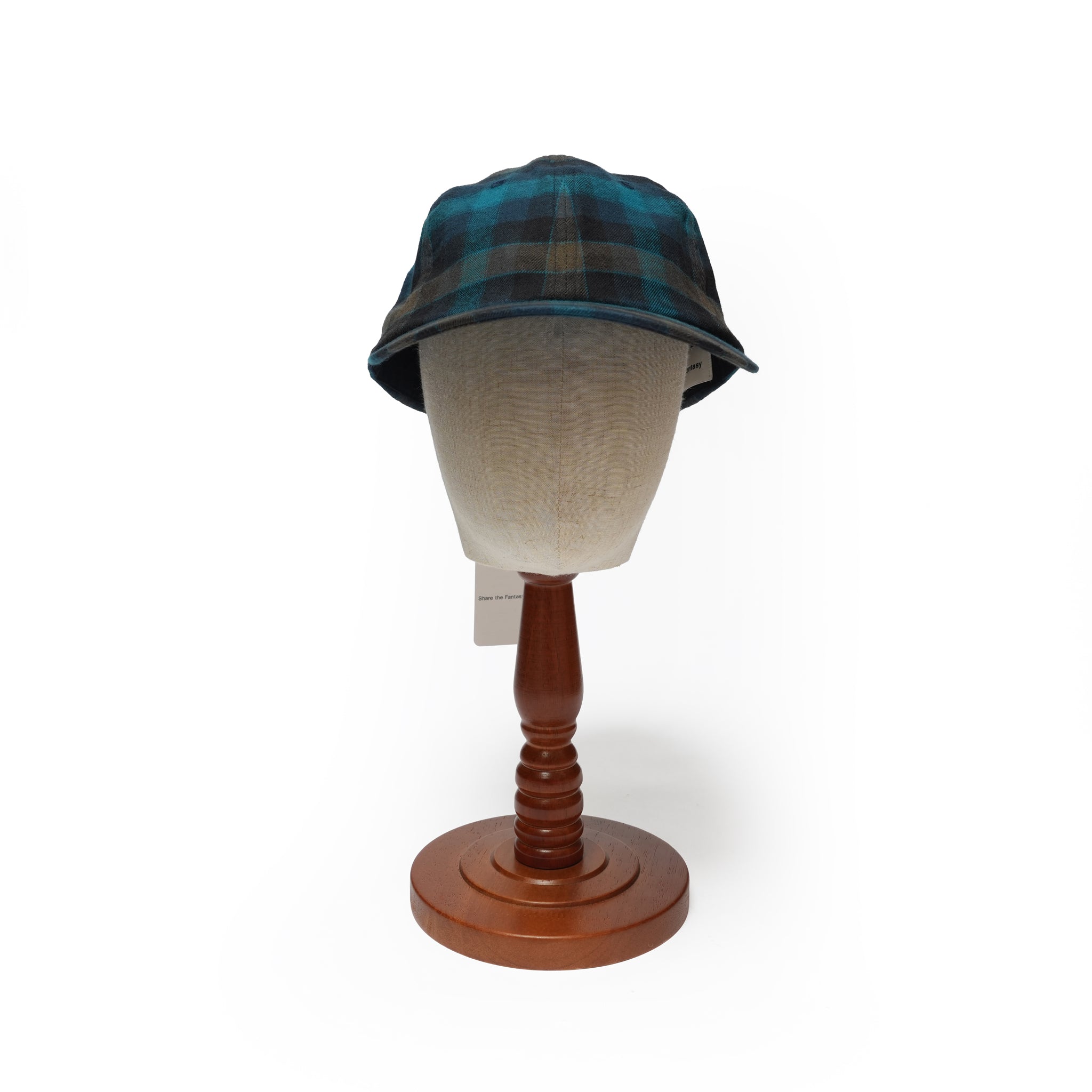 6 PANEL LONG BRIM CAP – Blush Blue(Check) | SHARE THE FANTASY