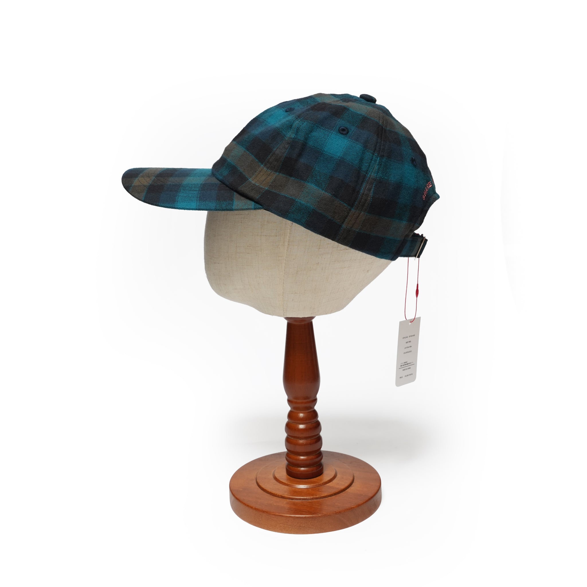 6 PANEL LONG BRIM CAP – Blush Blue(Check) | SHARE THE FANTASY