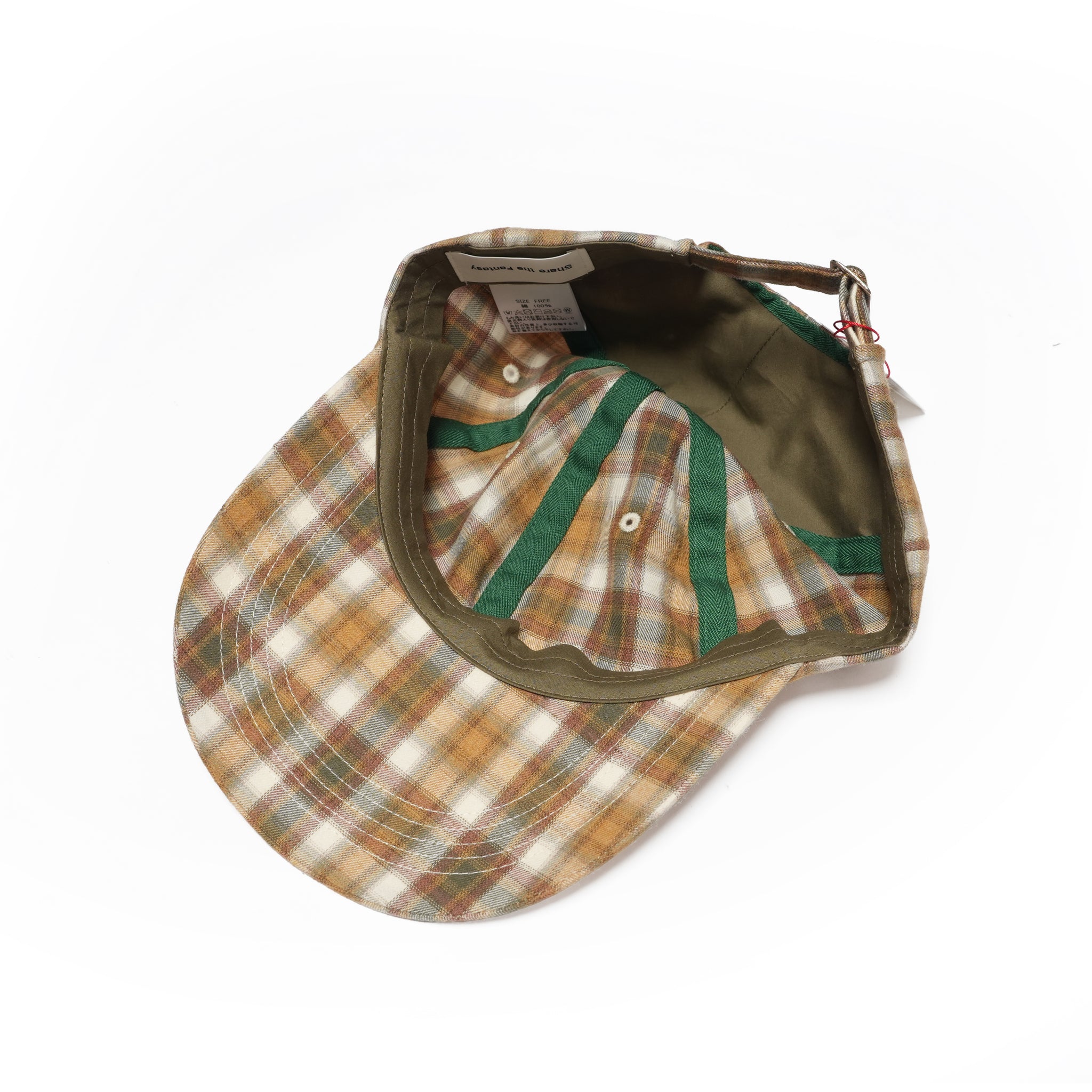 6 PANEL LONG BRIM CAP – Blush Beige(Check) | SHARE THE FANTASY