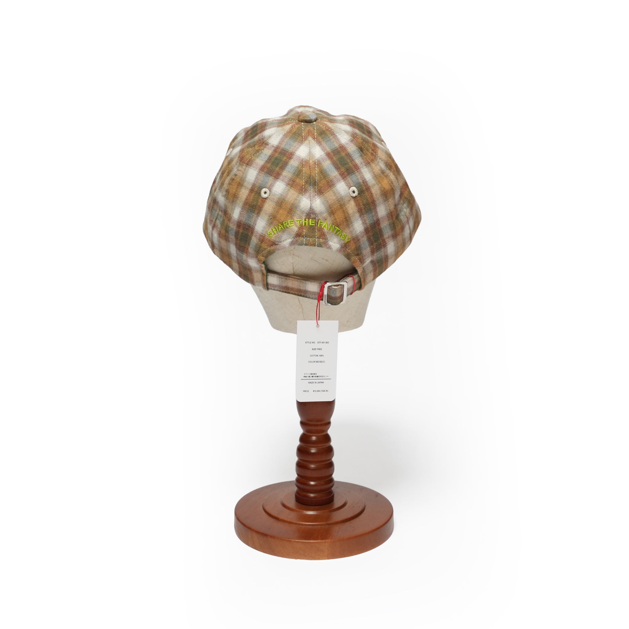 6 PANEL LONG BRIM CAP – Blush Beige(Check) | SHARE THE FANTASY