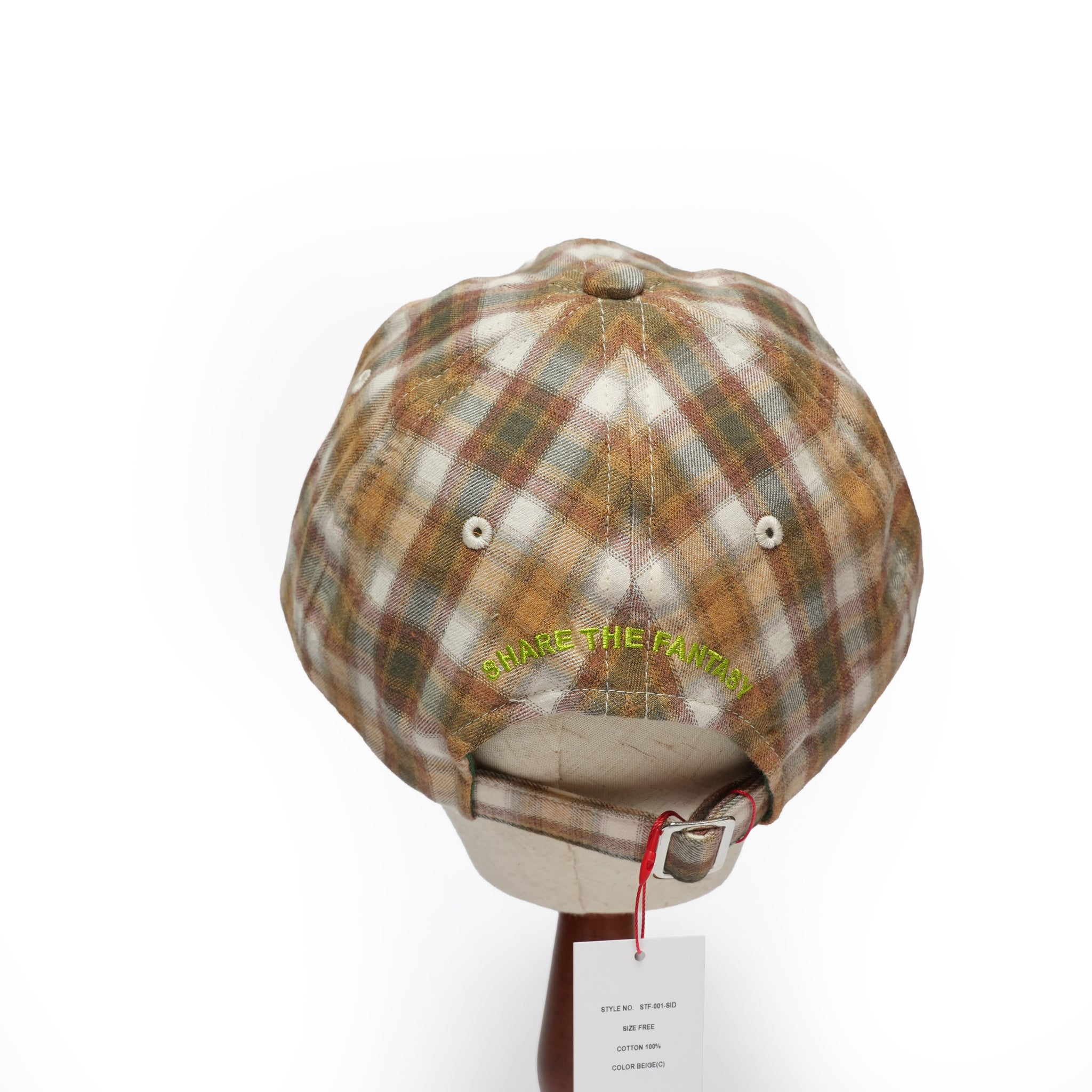 6 PANEL LONG BRIM CAP – Blush Beige(Check) | SHARE THE FANTASY