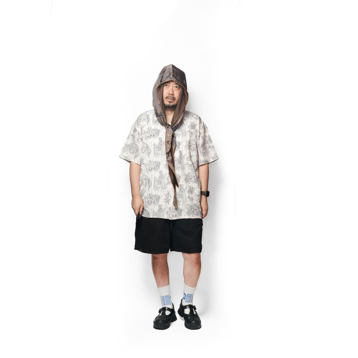 (A)crypsis® Amoeba Paisley Hooded Scarf - Coffee Gold