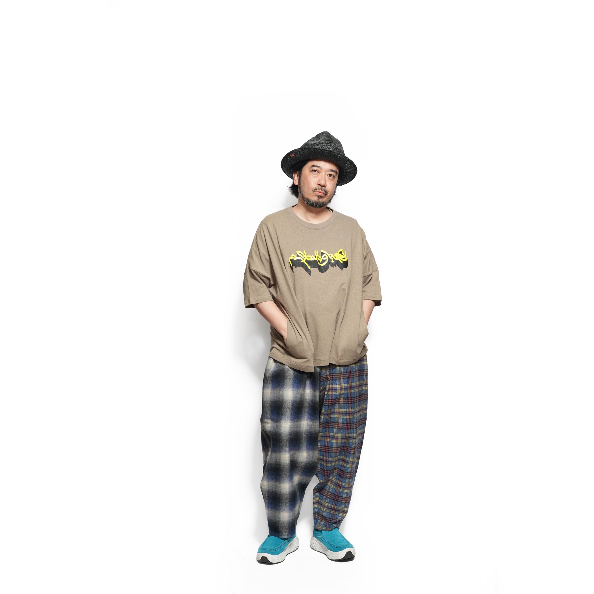Half flannel check Wide Pants – Blue | STOF