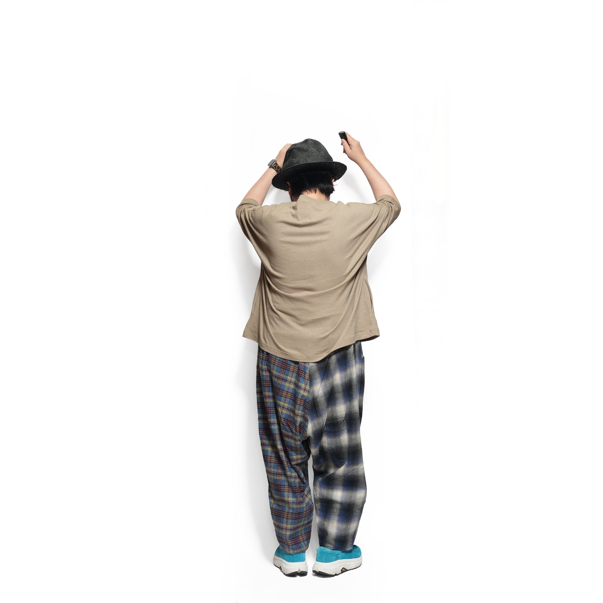 Half flannel check Wide Pants – Blue | STOF