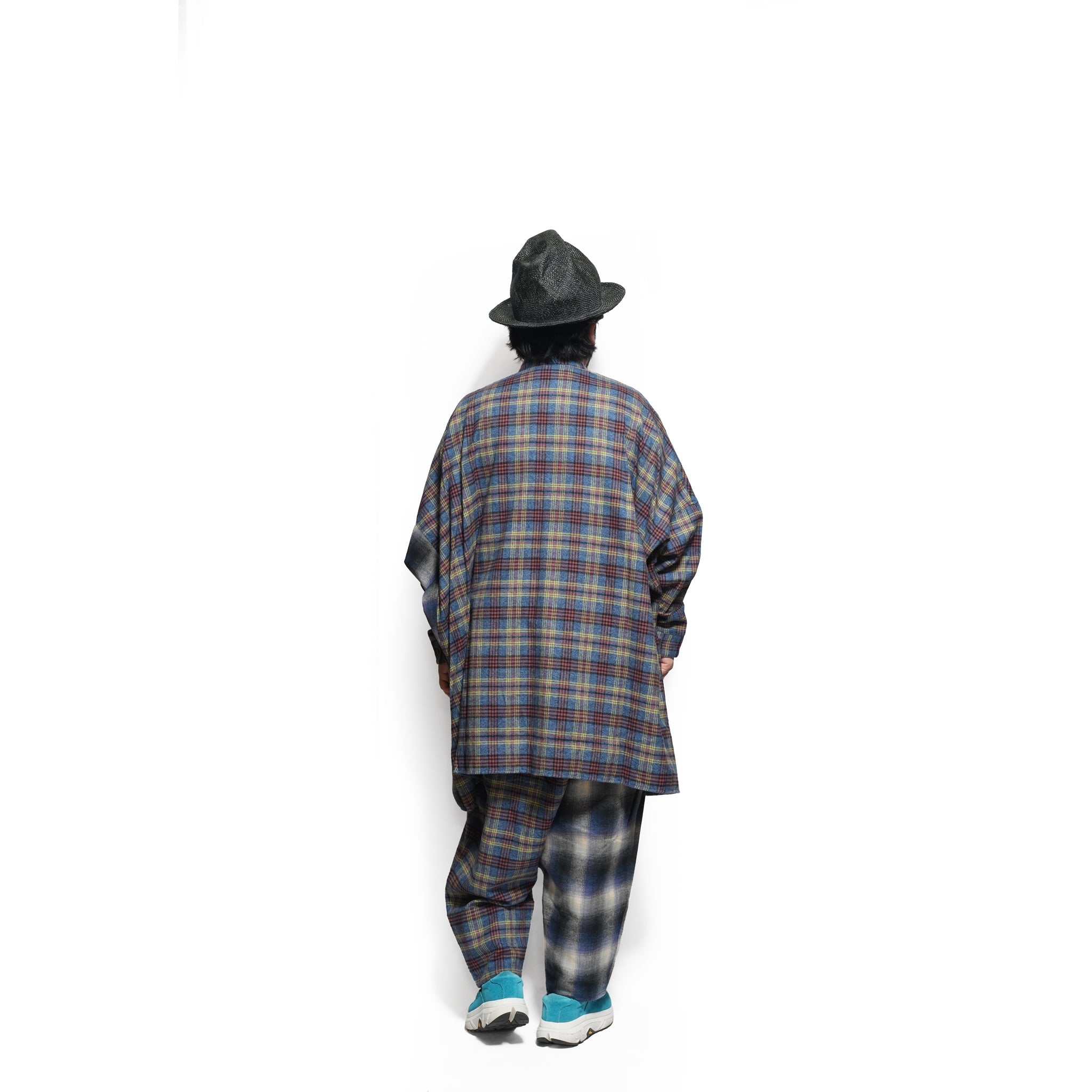 Half flannel check big shirt – Blue | STOF