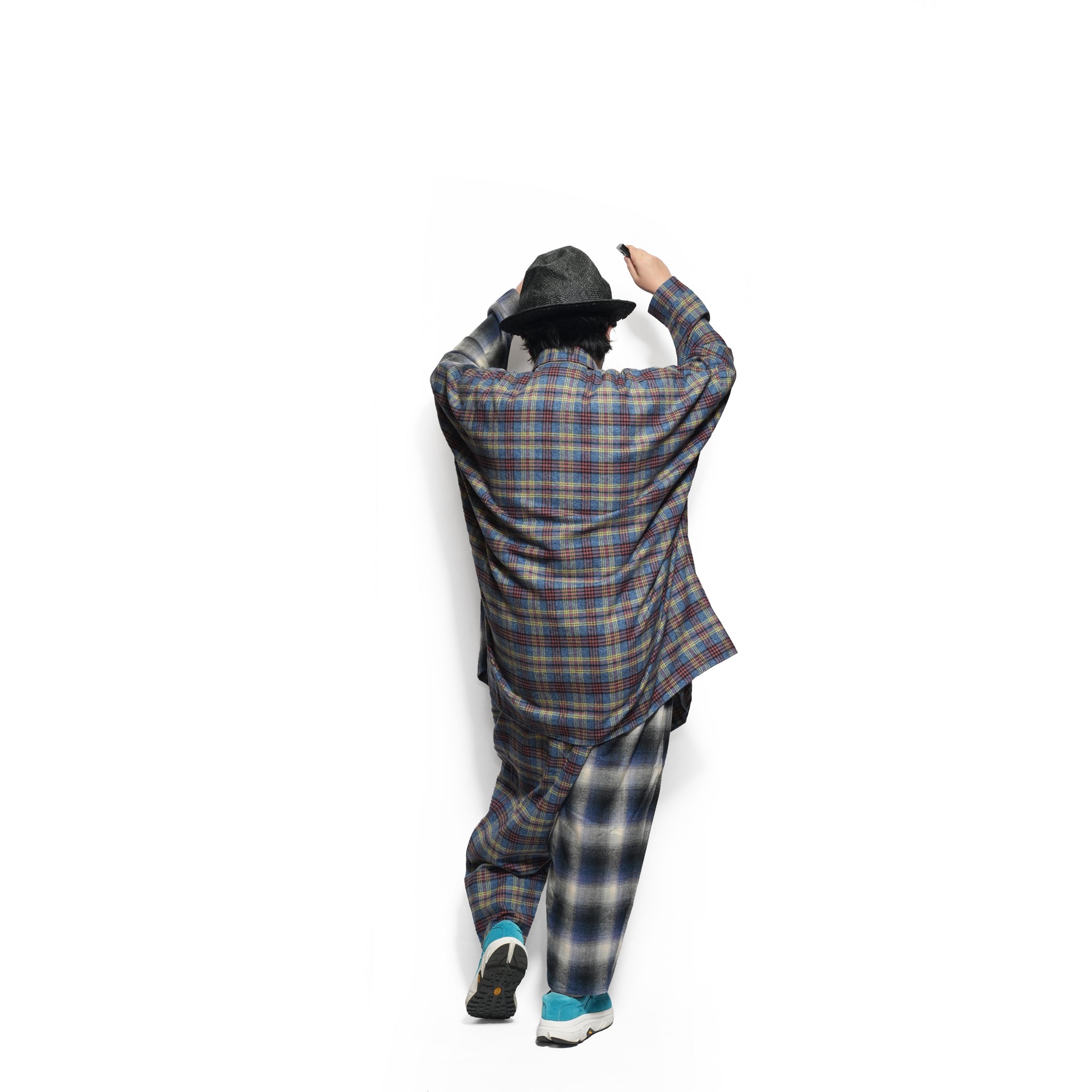 Half flannel check Wide Pants – Blue | STOF