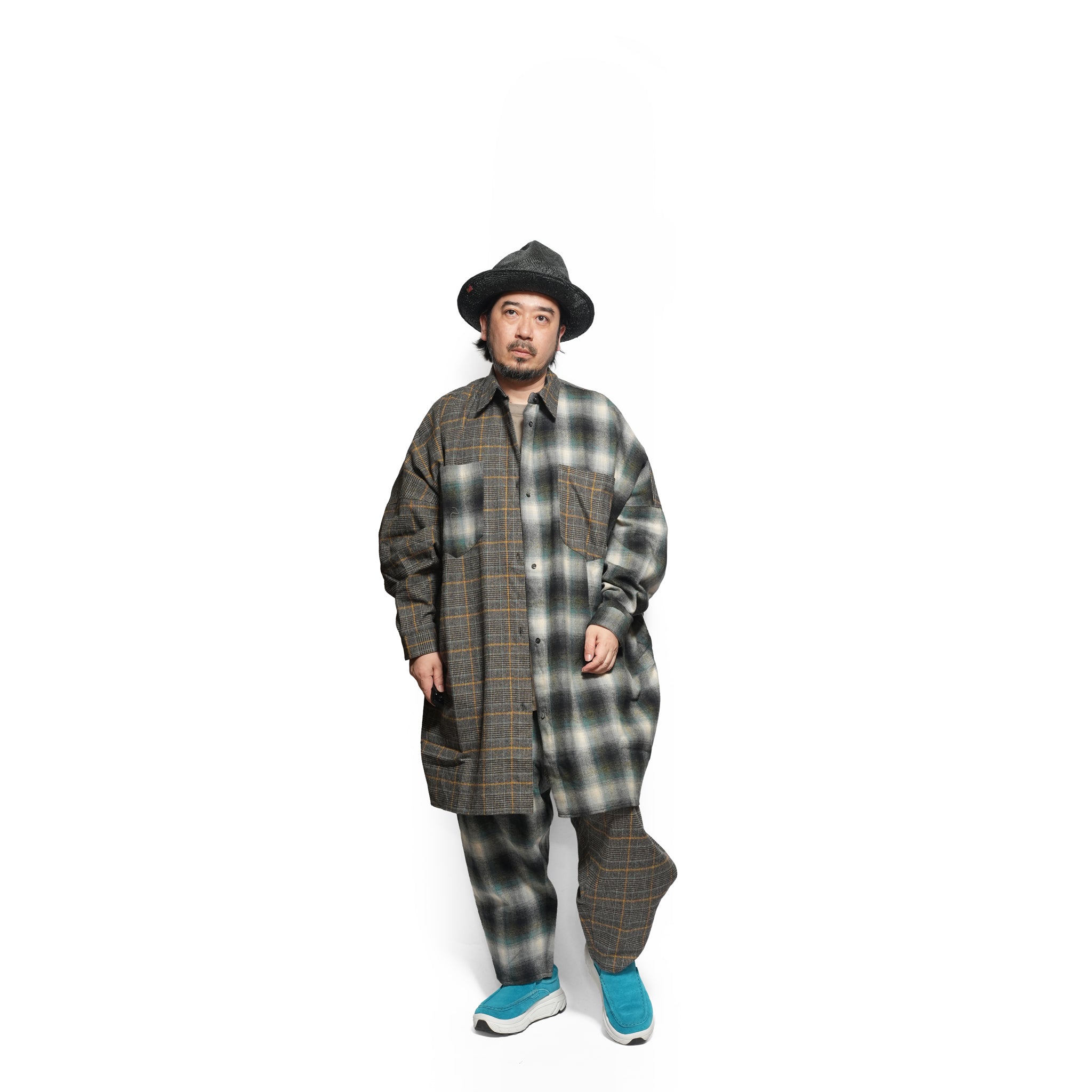 Half flannel check Wide Pants – Grey | STOF