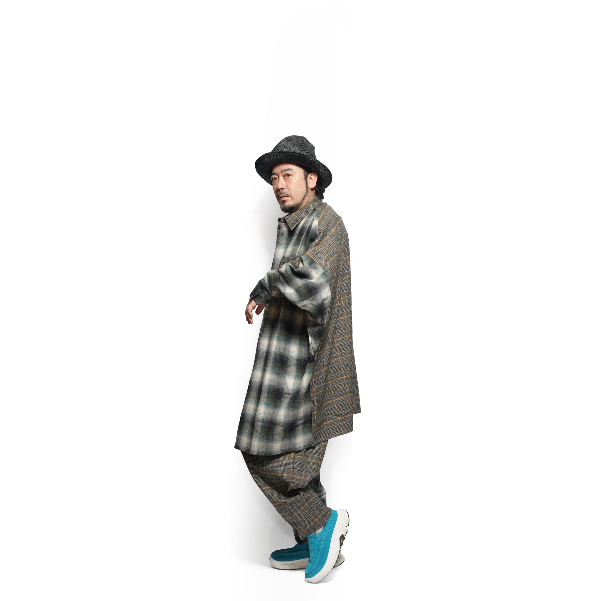 Half flannel check Wide Pants – Grey | STOF