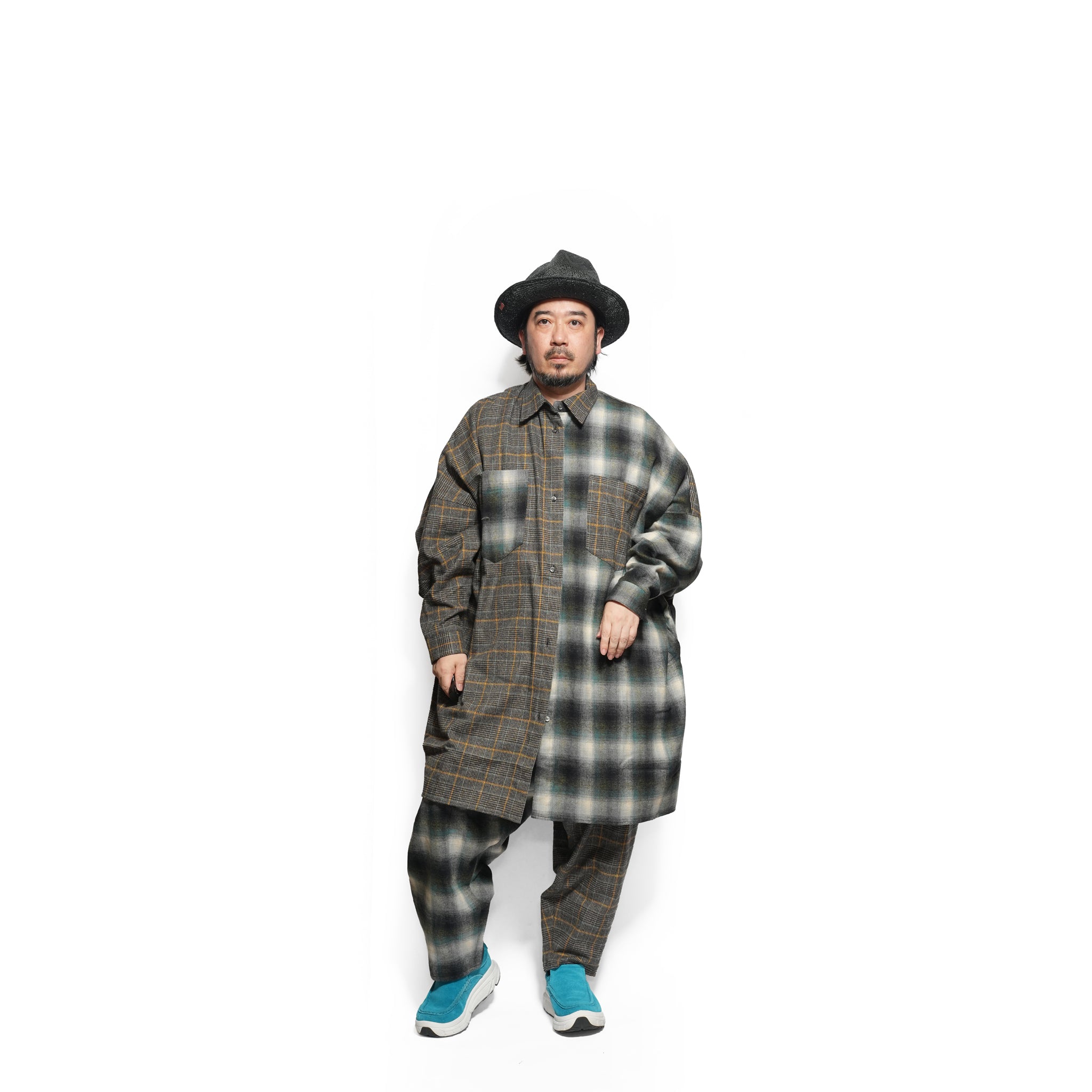 Half flannel check Wide Pants – Grey | STOF