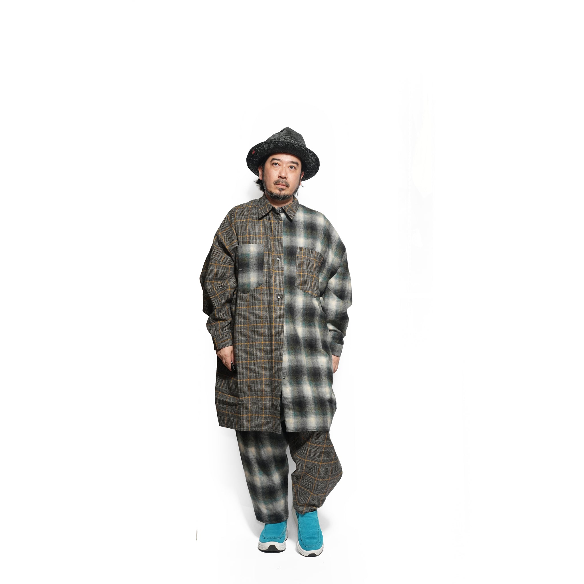 Half flannel check Wide Pants – Grey | STOF