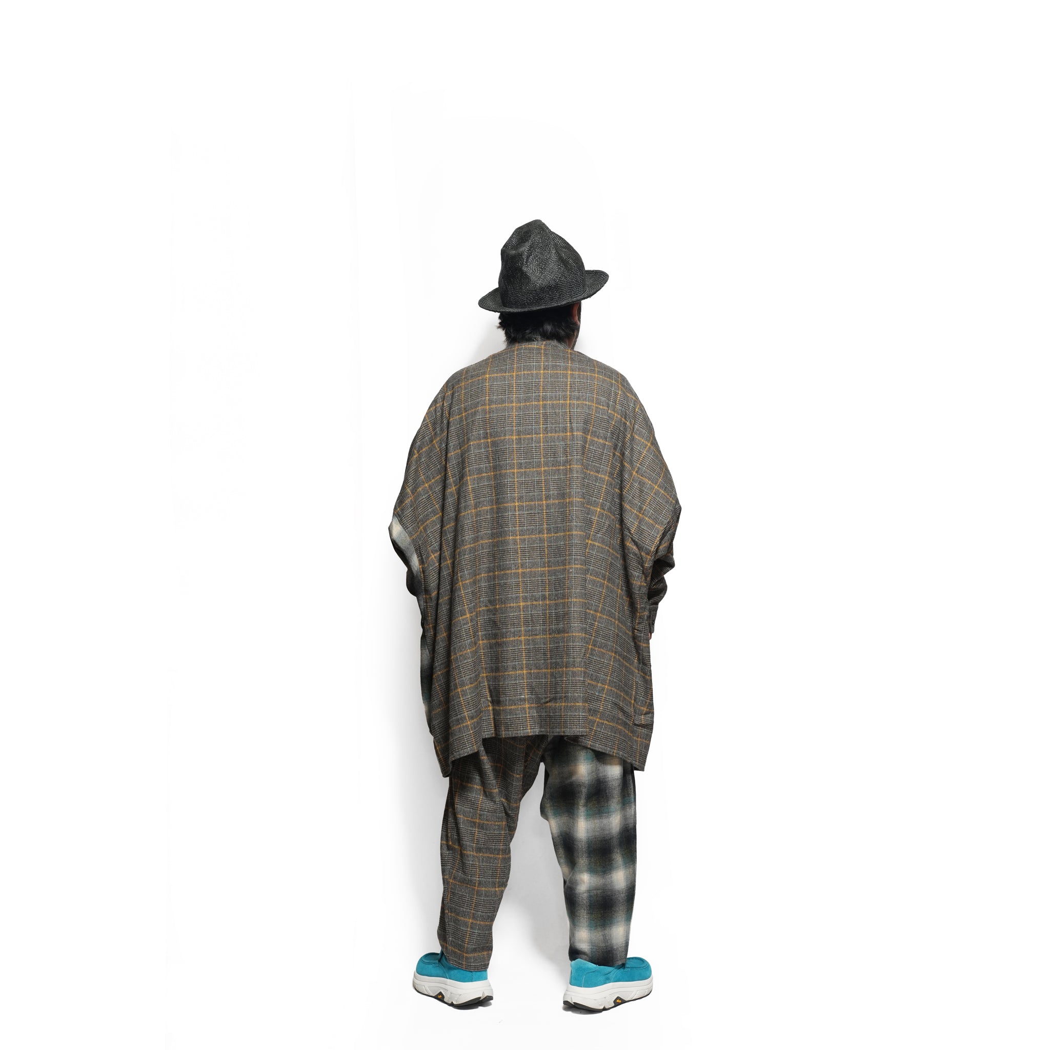 Half flannel check big shirt – Grey | STOF