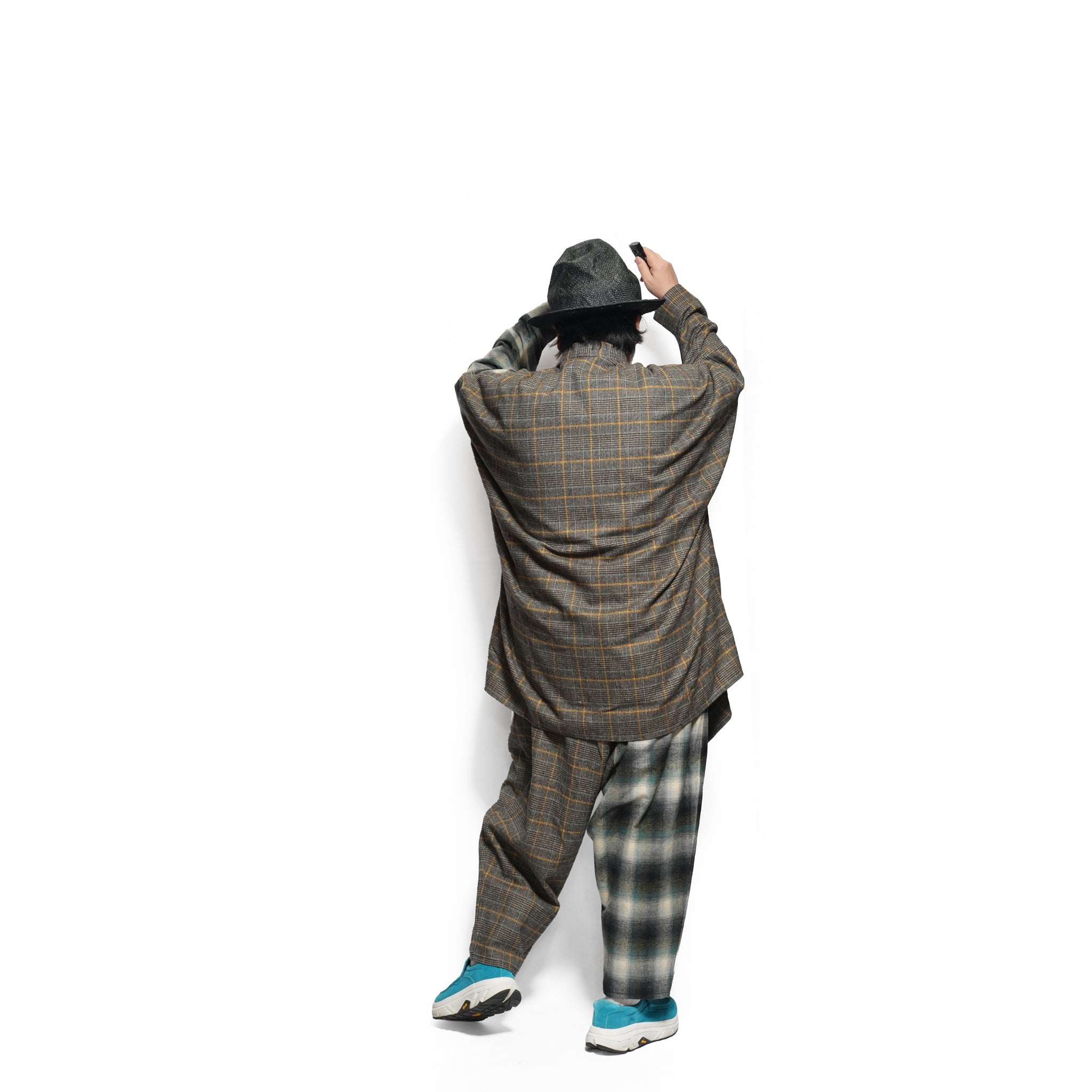 Half flannel check big shirt – Grey | STOF