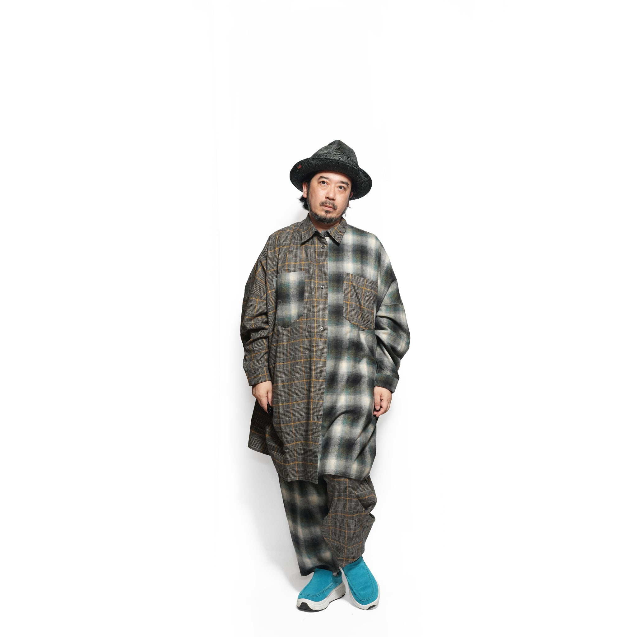 Half flannel check Wide Pants – Grey | STOF
