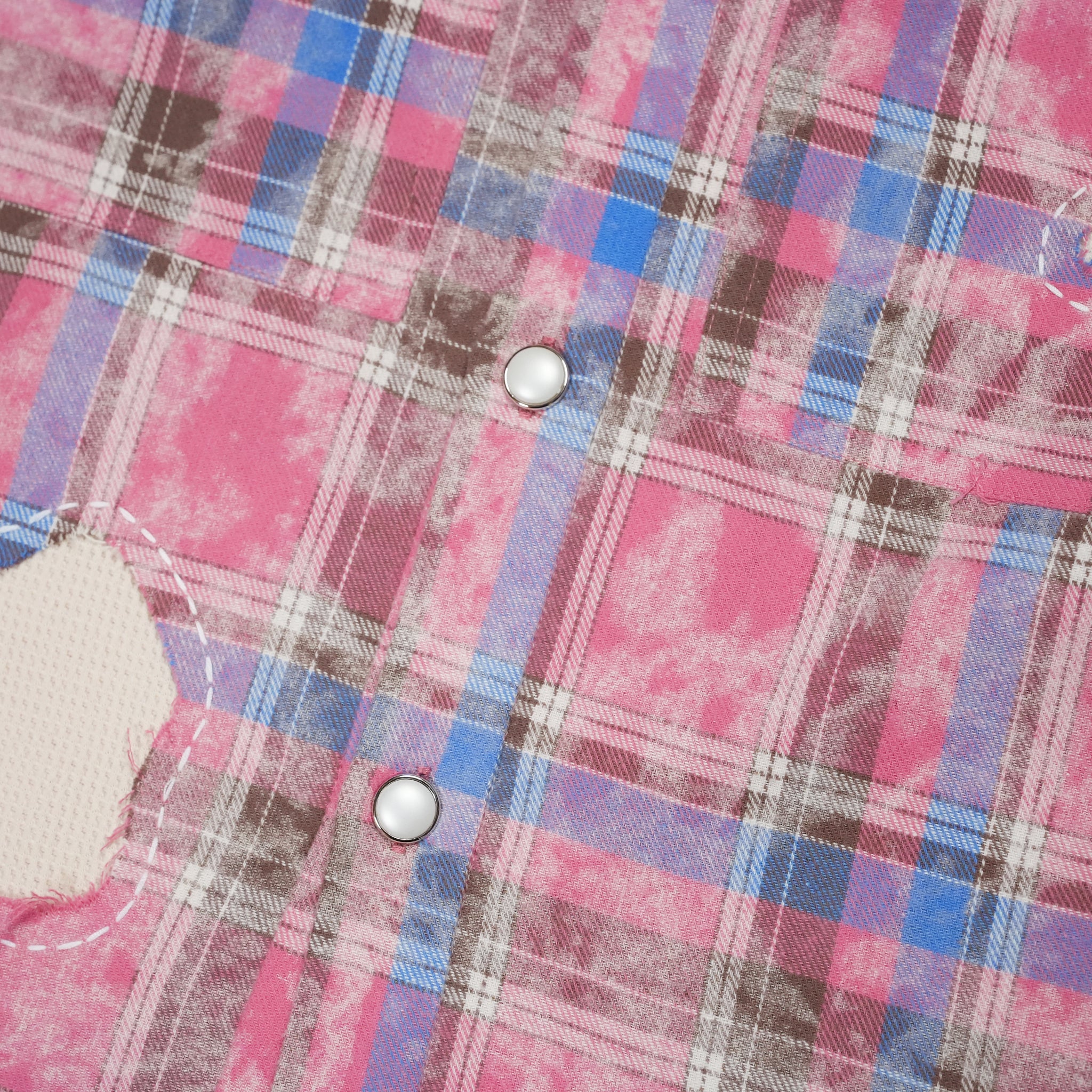 Hand patch check shirt – Red Check | PLATEAU STUDIO