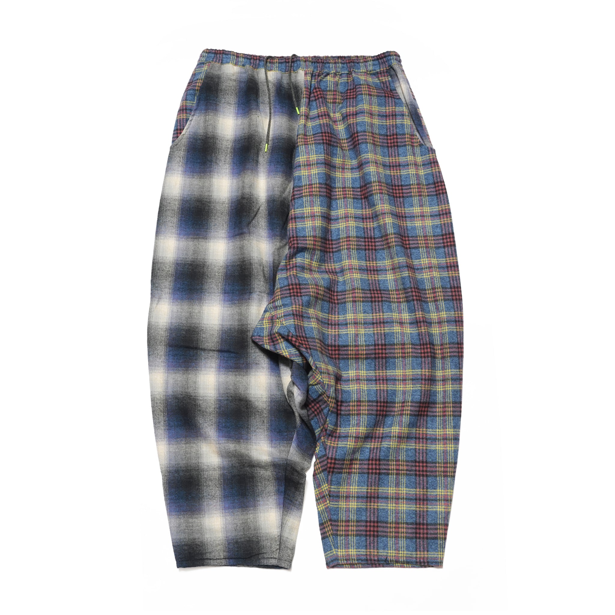 Half flannel check Wide Pants – Blue | STOF