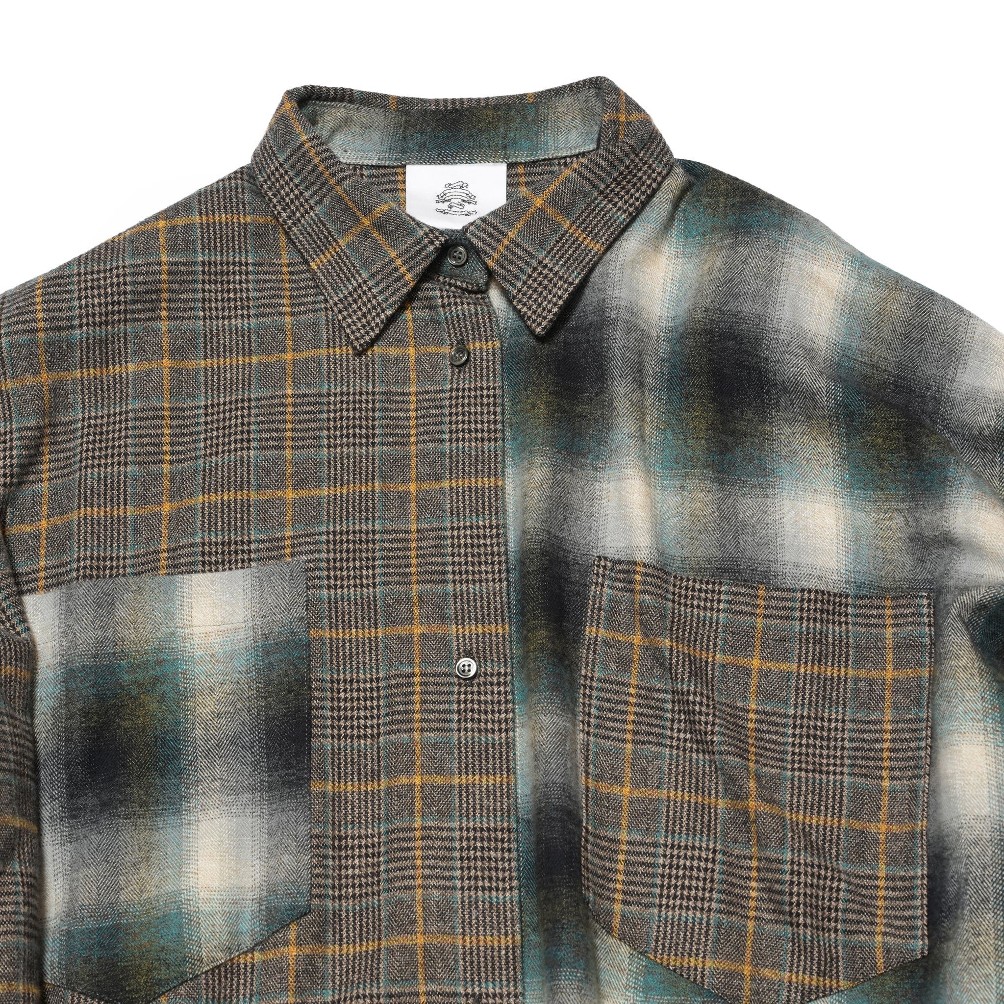 Half flannel check big shirt – Grey | STOF