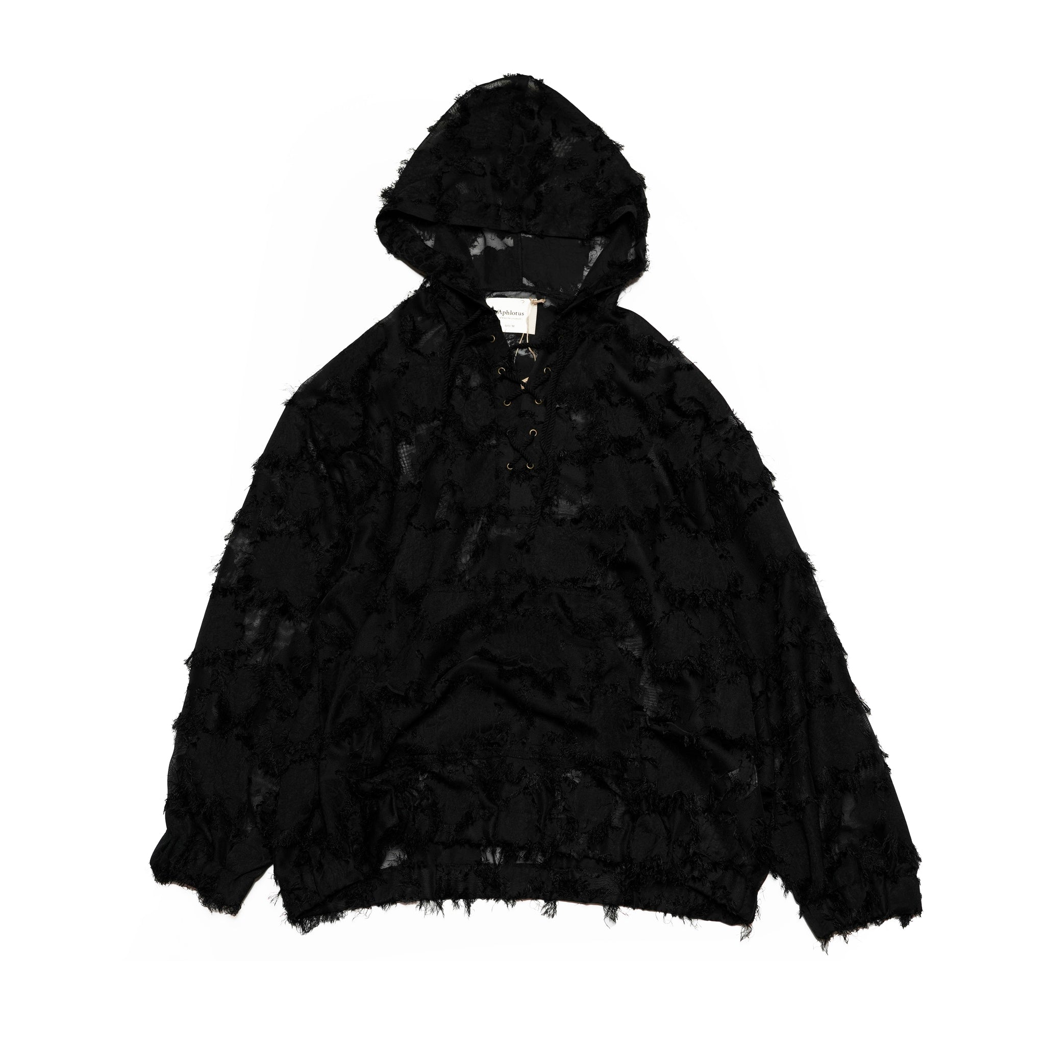 Fringe Jacquard Lace-up Sheer Pull Parka | Color:Black【APHLOTUS_アプロタス】 | 217630_100_black