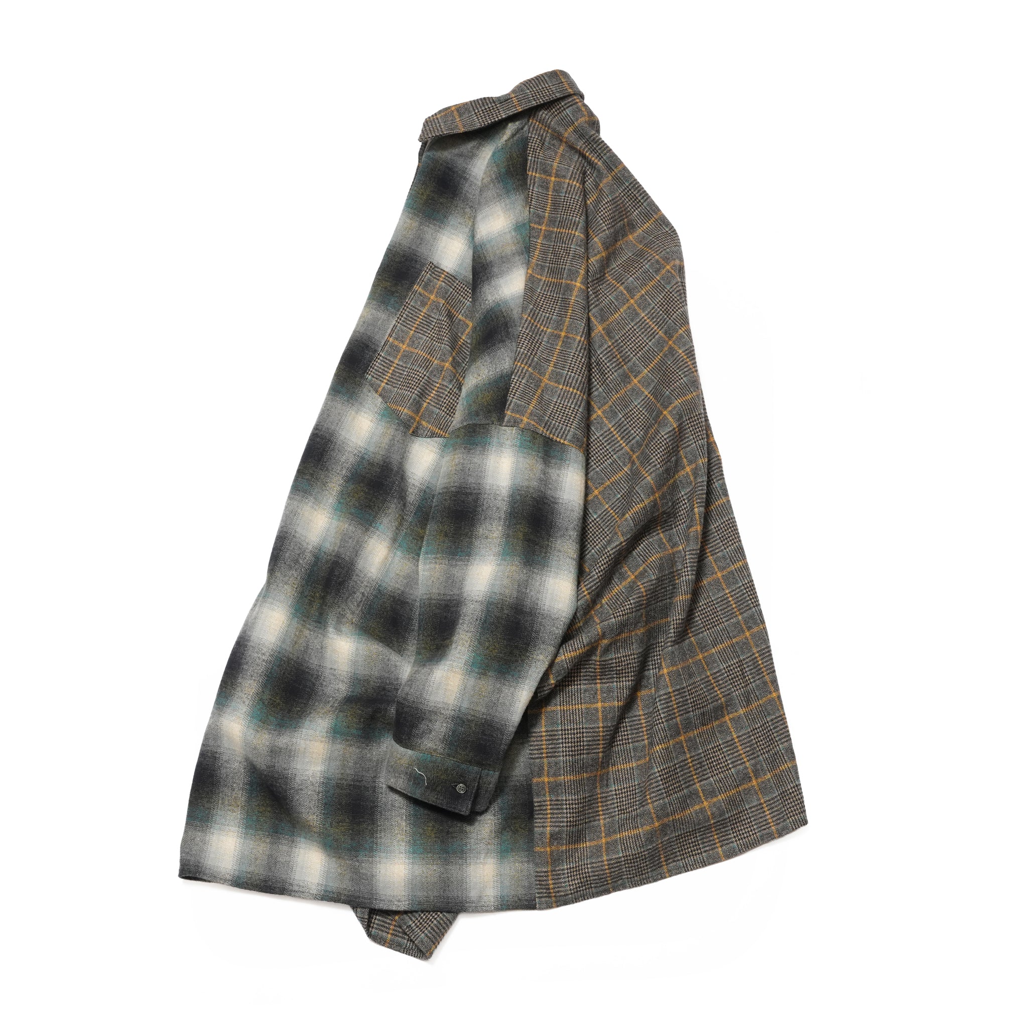 Half flannel check big shirt – Grey | STOF