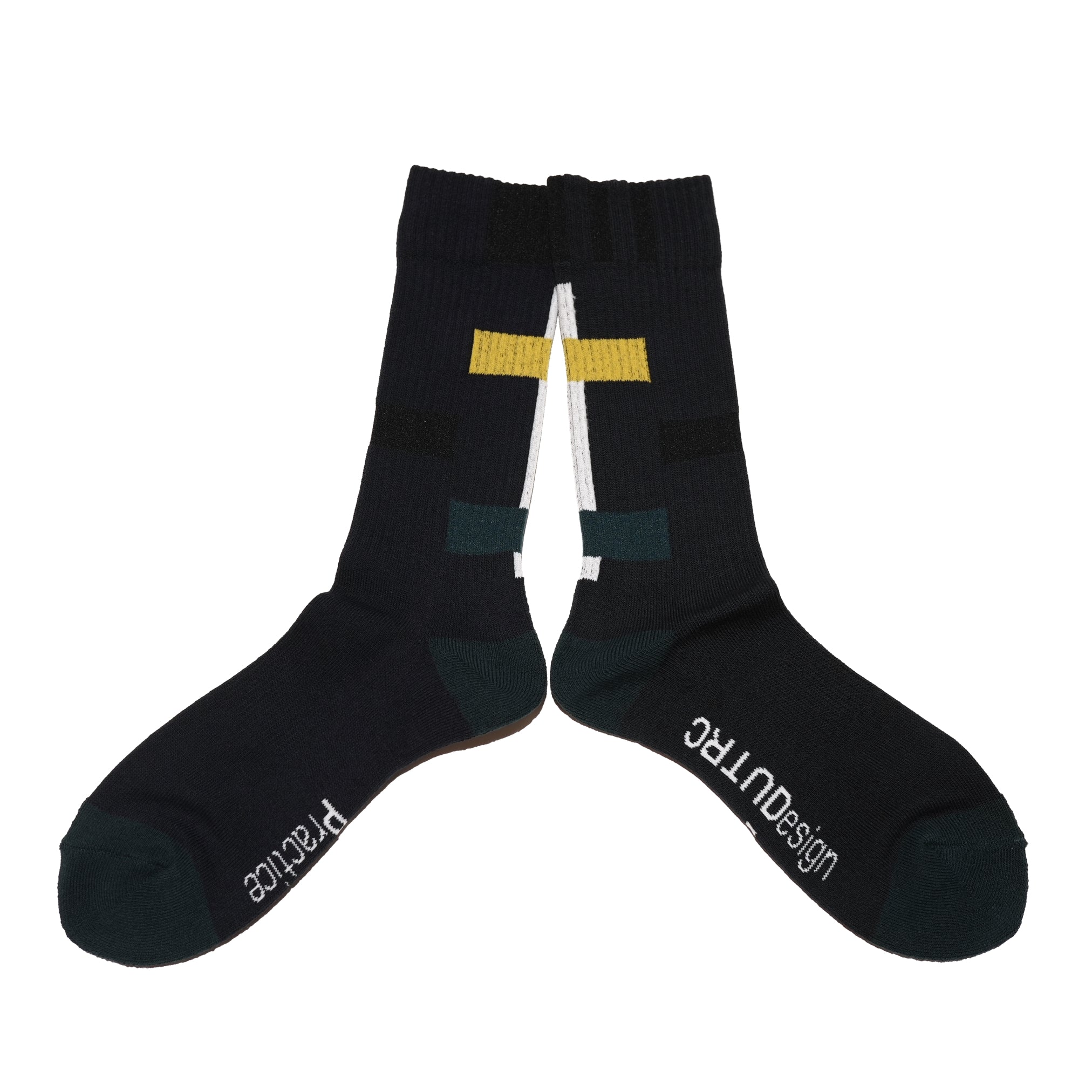 UN-026_SS24 | GEOMETRY BLOCKS SOCKS | Color:Black【UNTRACE_アントレース】【ネコポス