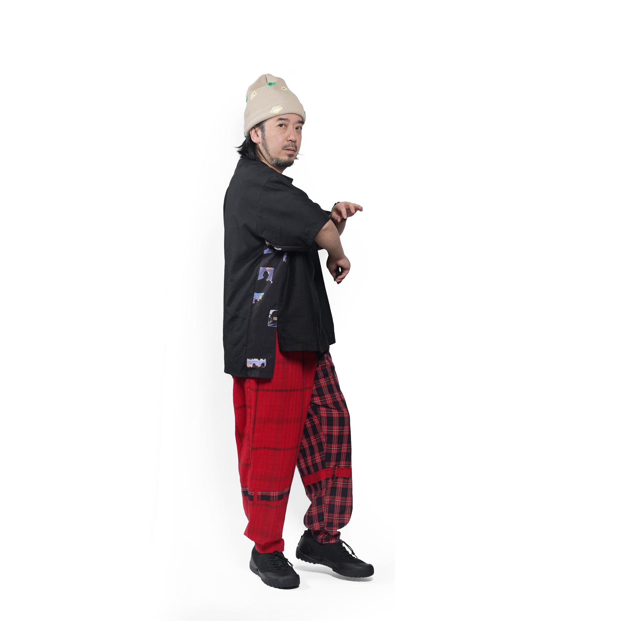 MIX CHECK BONTAGE PANTS– Red | STOF