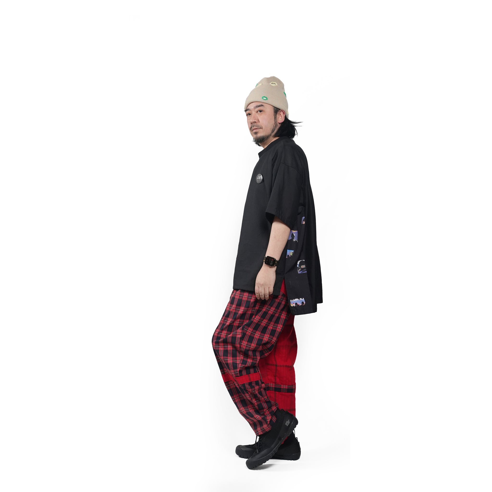 MIX CHECK BONTAGE PANTS– Red | STOF