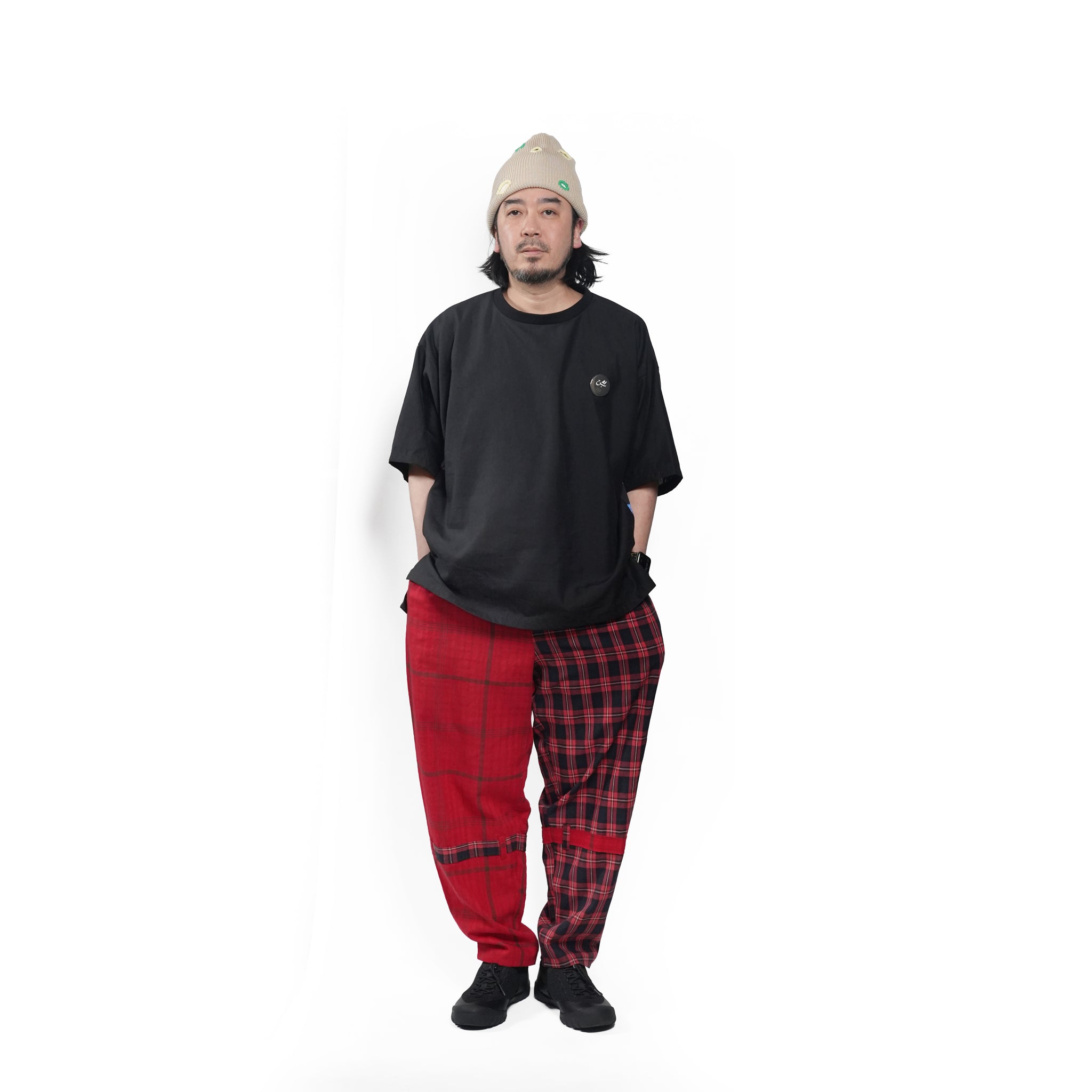 MIX CHECK BONTAGE PANTS– Red | STOF
