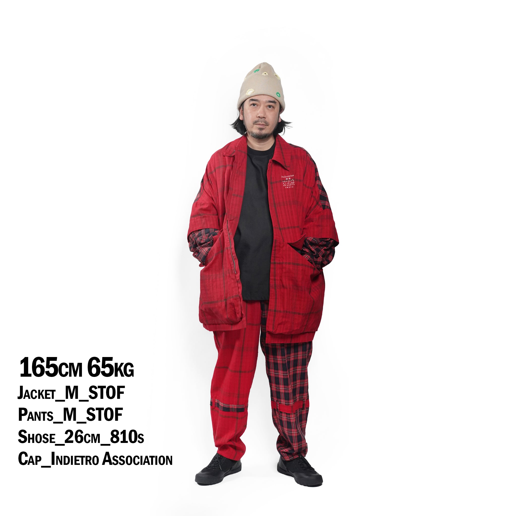 MIX CHECK BONTAGE PANTS– Red | STOF