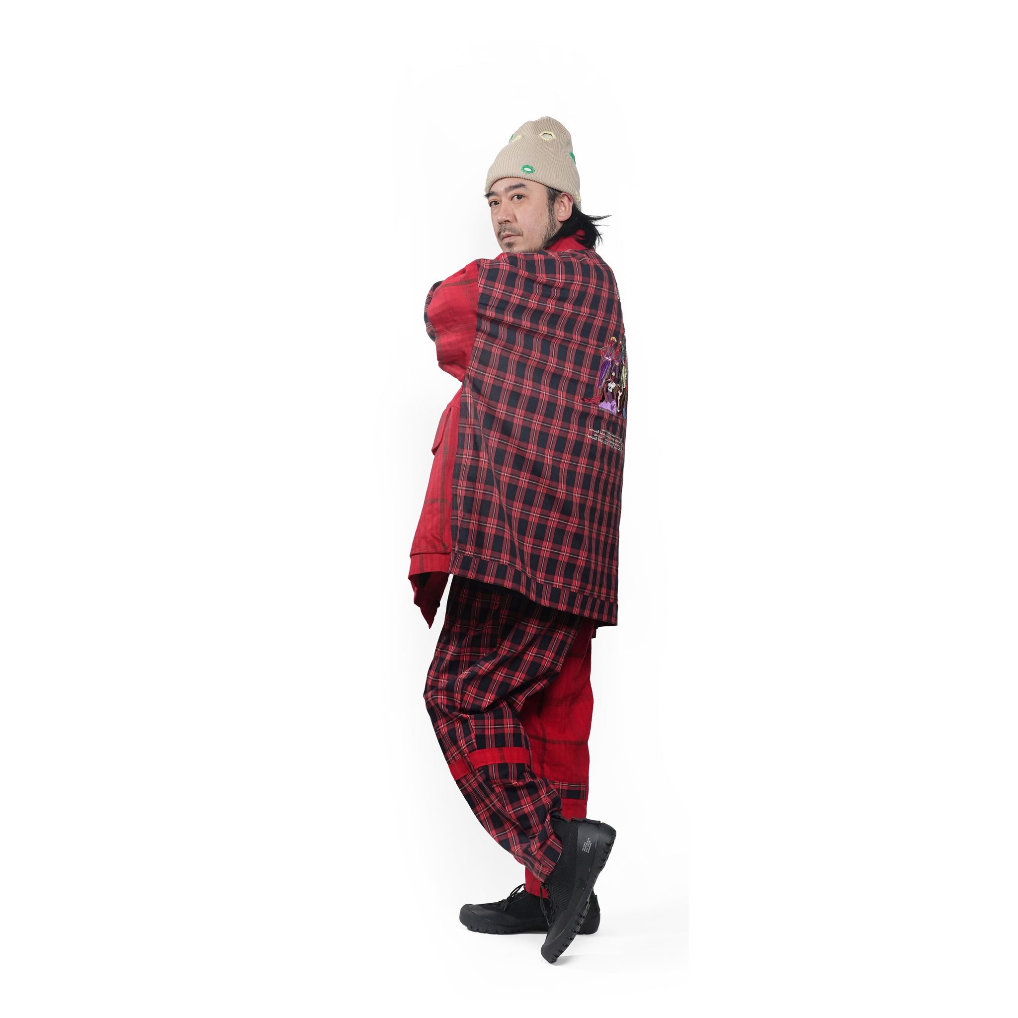 MIX CHECK BONTAGE PANTS– Red | STOF