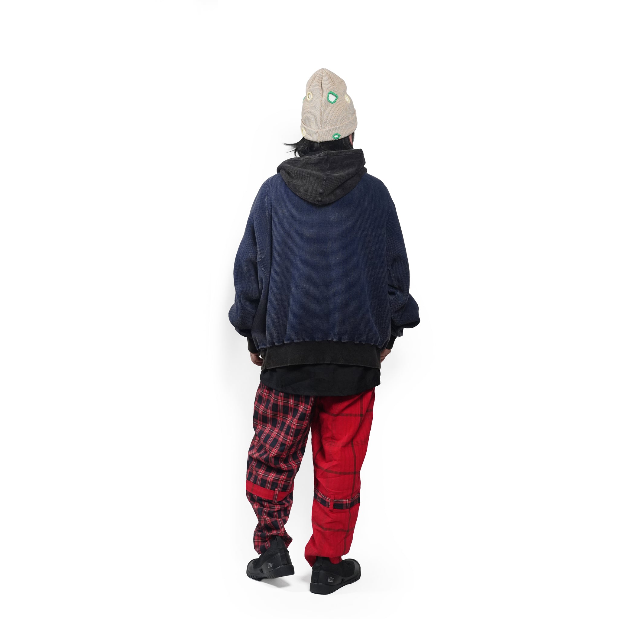 Retrofit hoodie Thermal long tee-vintage dye – McClure -Faded vintage dye (Black×Navy) | IMPRESTORE