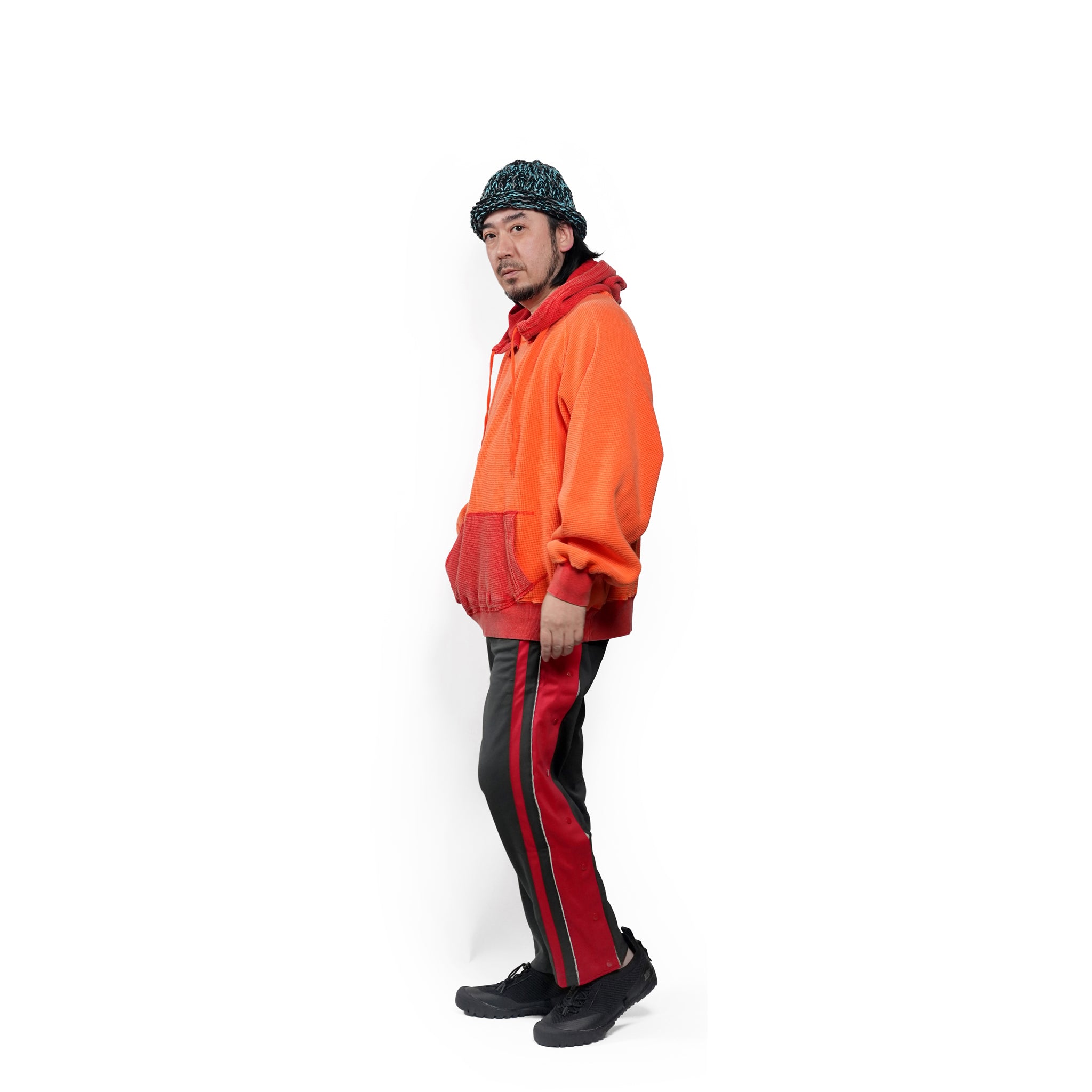Retrofit hoodie Thermal long tee-vintage dye – McClure -Faded vintage dye (Red×Orange) | IMPRESTORE