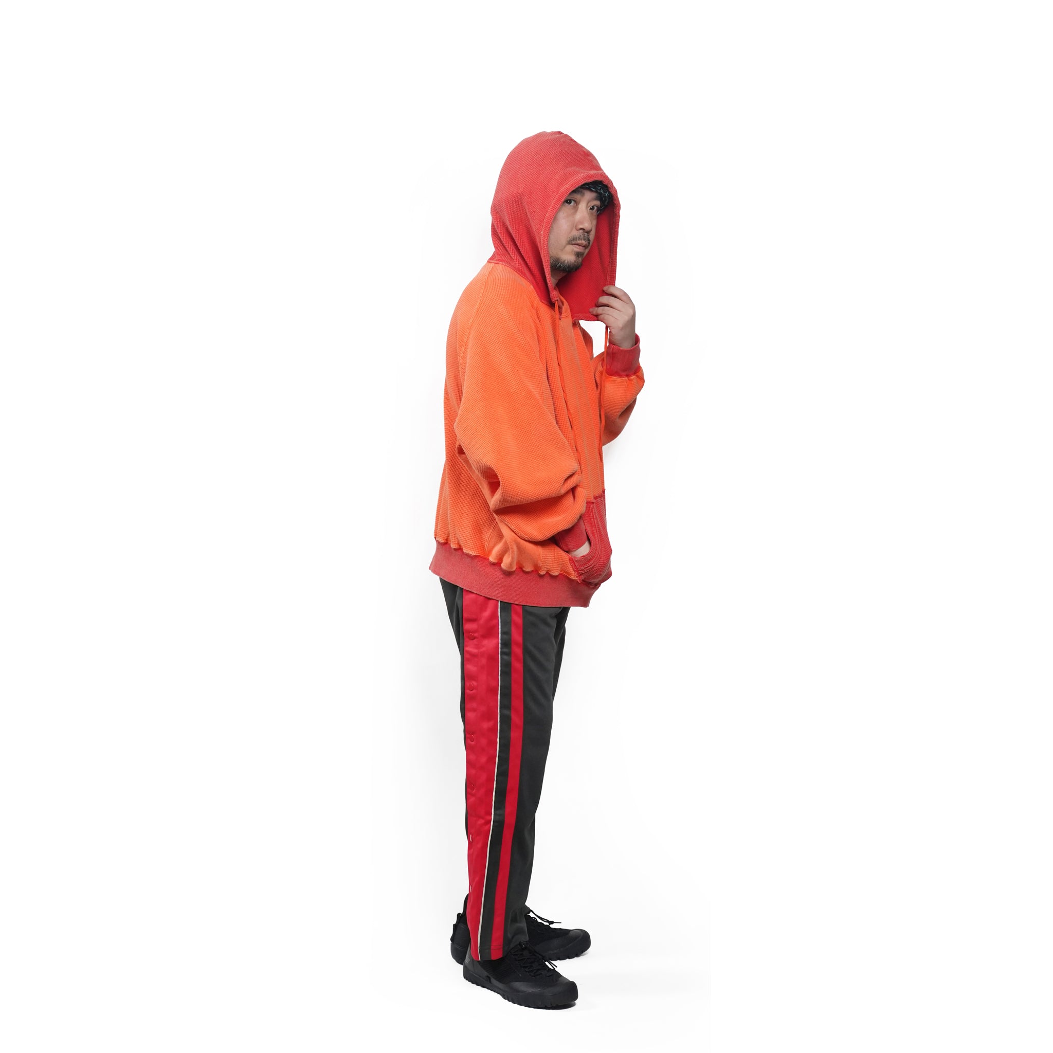 Retrofit hoodie Thermal long tee-vintage dye – McClure -Faded vintage dye (Red×Orange) | IMPRESTORE